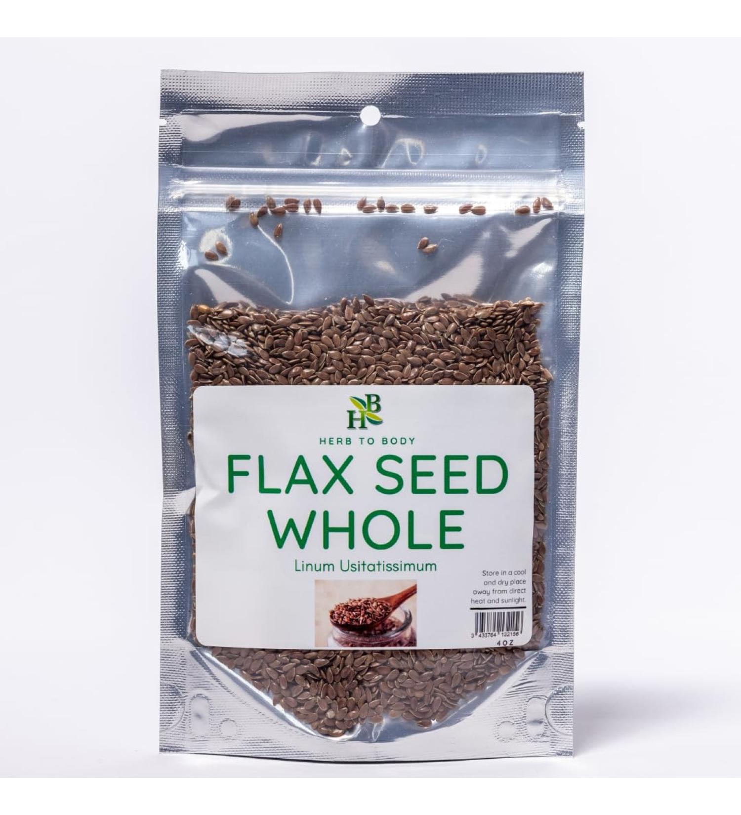 Herb To Body Flax Seed Whole | Linum Usitatissimum | Wildcrafted | 4oz