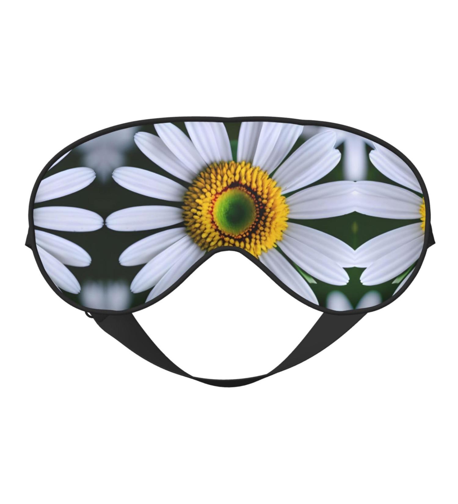 SSIMOO Daisy Flower Print Eye Mask - Double-Sided Soft Light Blocking for Better Sleep Quality - Black - Buy Online on GoSupps.com
