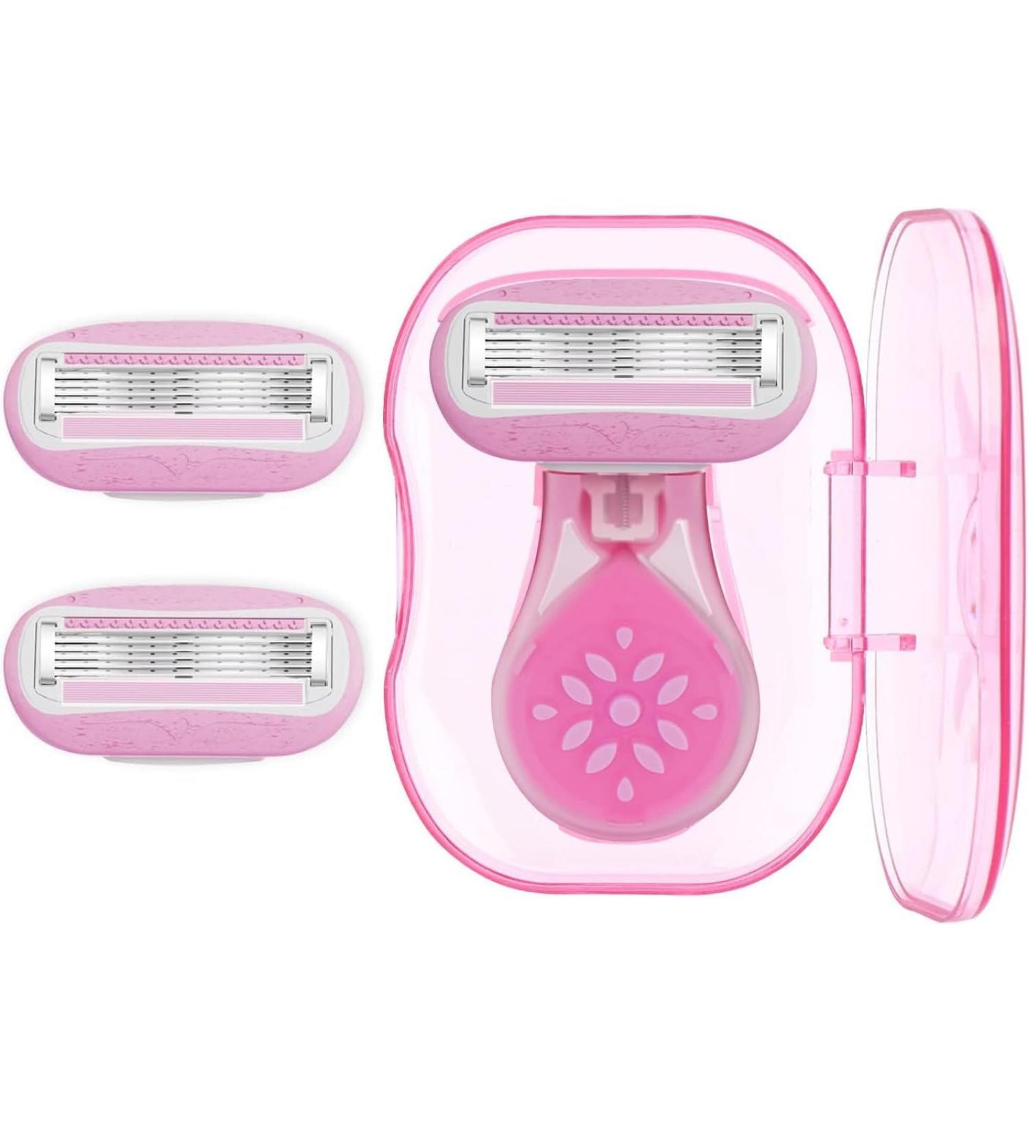 Travel Razor For Women 5-Blade Safety Razor 1 Handle 3 Refills 1 Drying Travel Case Portable Smooth Skin Travel Accessories Travel Size Toiletries On the Go Mini Razor For Legs Hands Arm - Buy Online on GoSupps.com