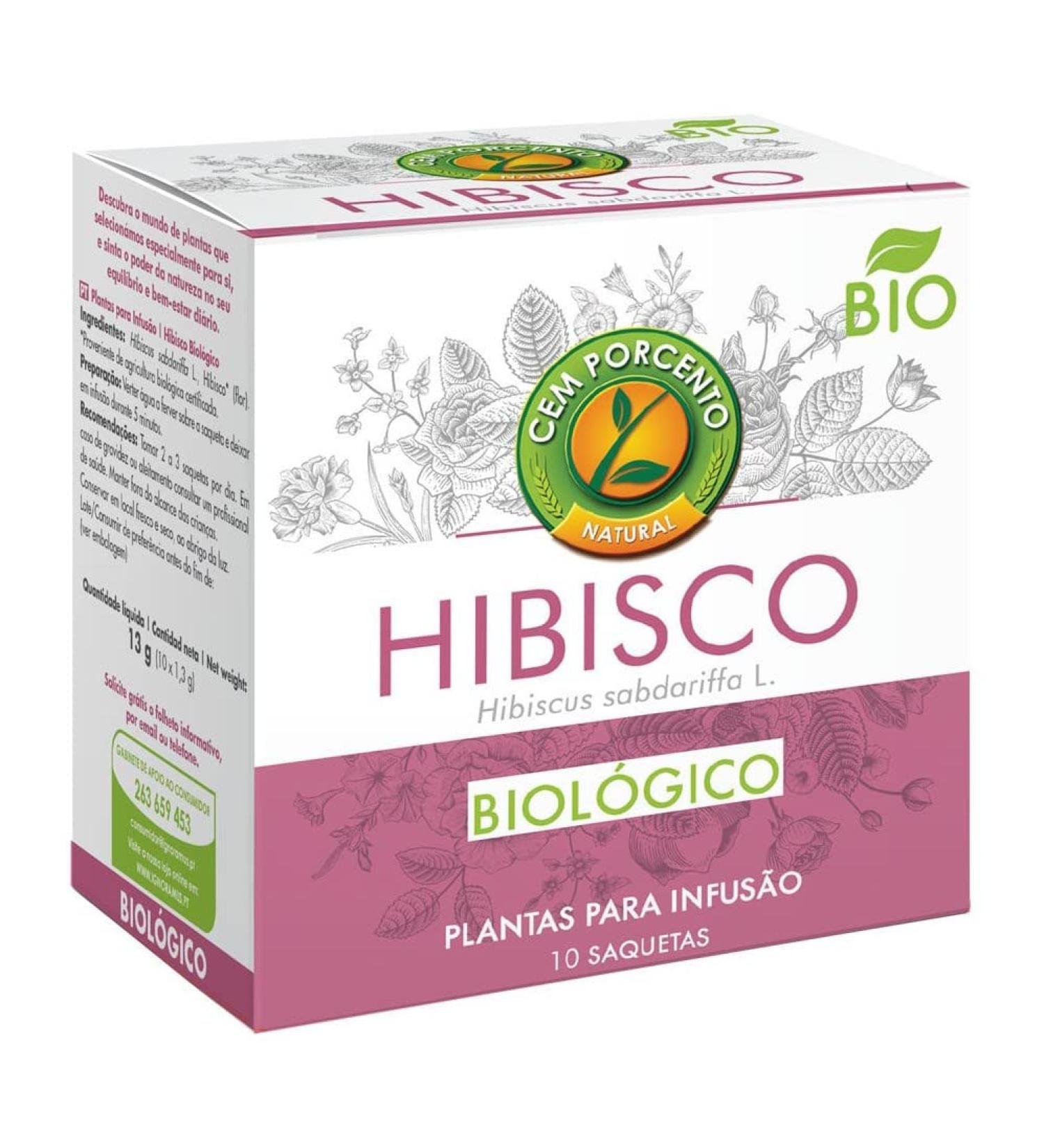 Cem Porcento - Hibiscus/Roselle (Hibiscus sabdariffa L.) BIO - 8 x 10 teabags (total: 80 teabags)