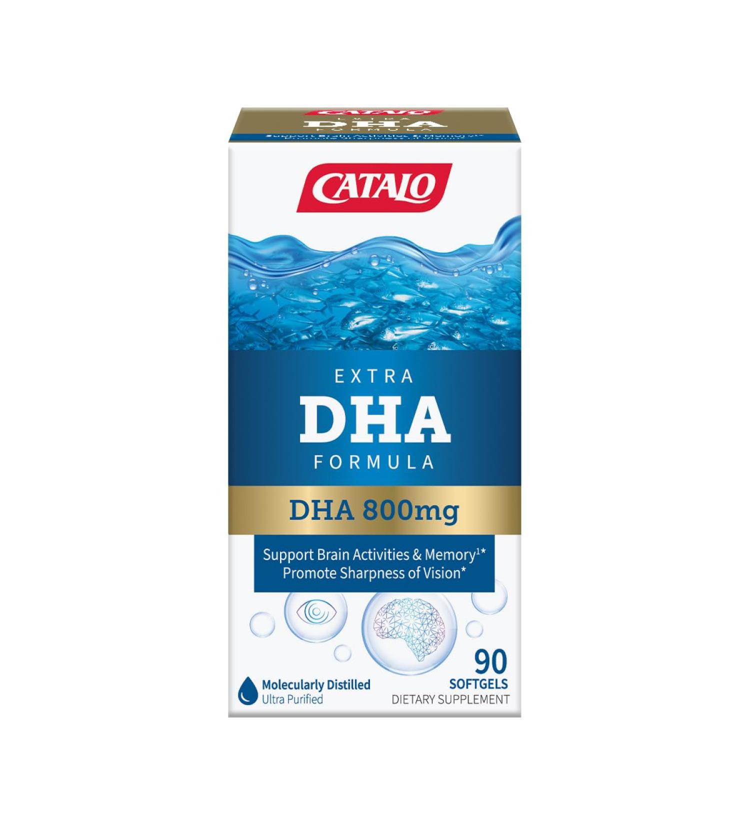 CATALO Extra DHA Formula 800mg DHA per Serving Ocean Fish Oil Softgels with Natural Lemon Flavor Advanced Molecular Distillation Easy-to-Swallow No Artificial Colors & Preservatives 90 Softgels - Buy Online on GoSupps.com
