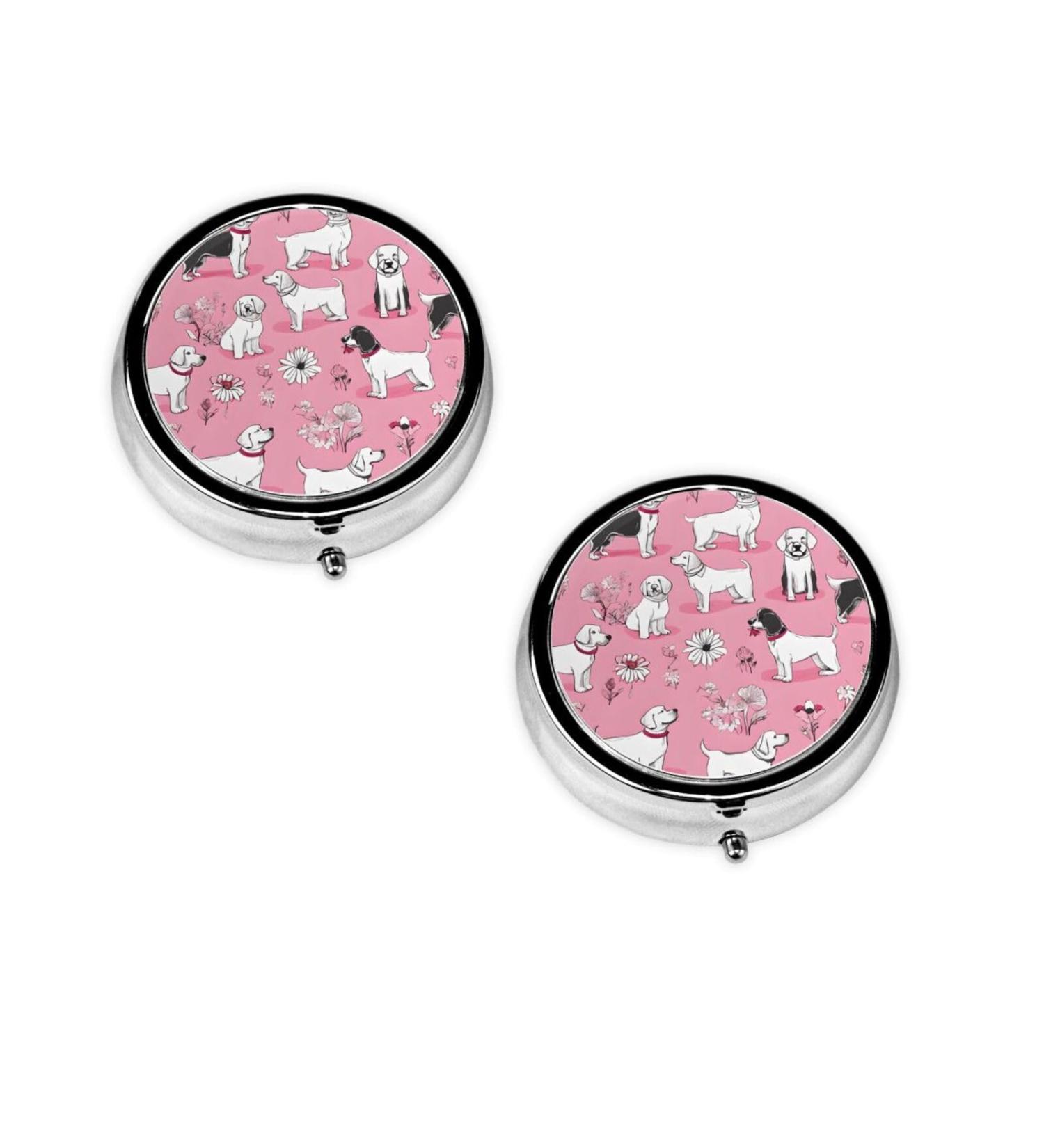 French Bulldog & Flower Round Pill Box 3 Compartment Mini Portable Travel Medicine Organizer - Buy Online on GoSupps.com