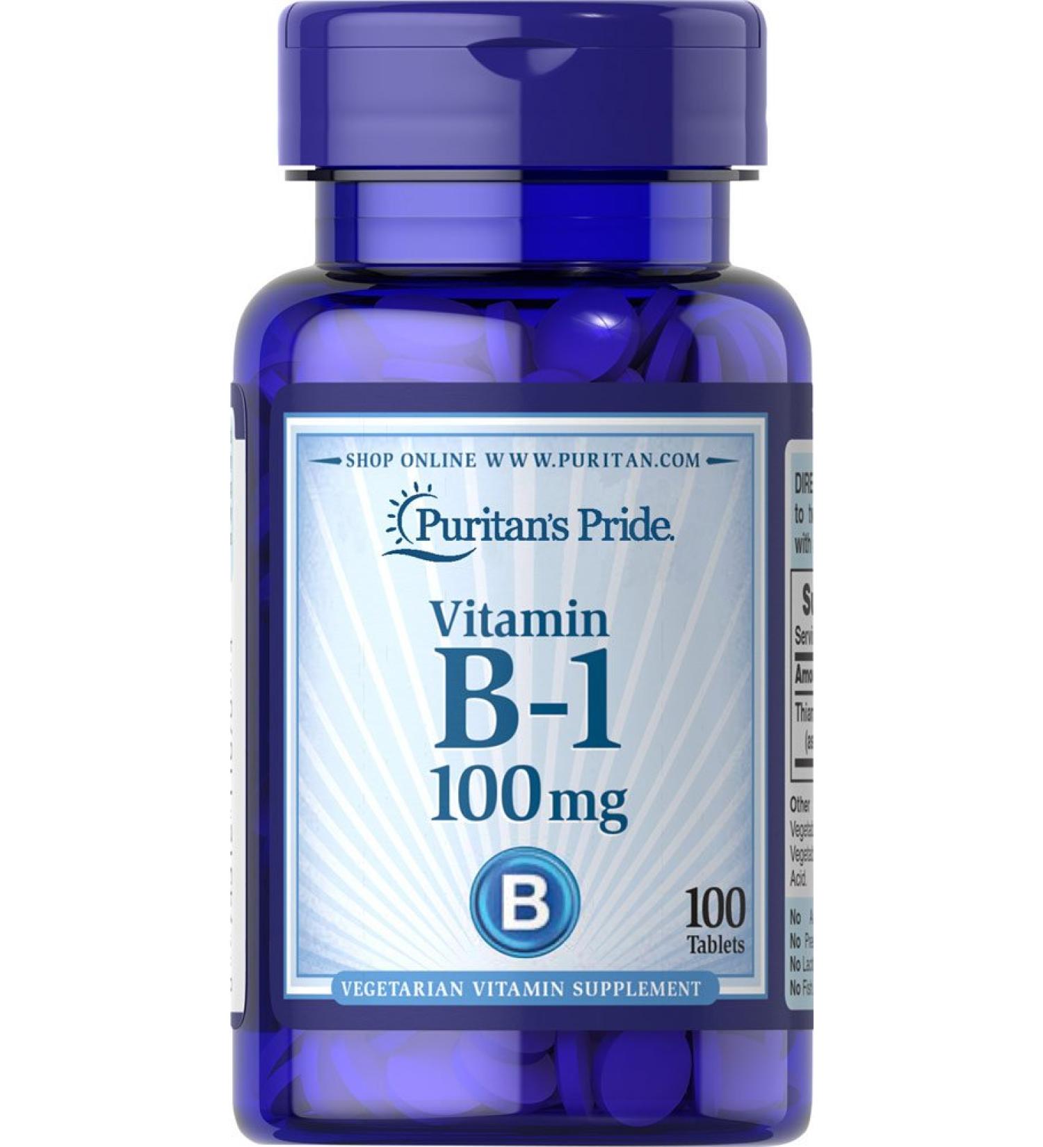 Puritan's Pride Vitamin B-1 100mg - 100 Tablets | High Potency Supplement - Buy Online on GoSupps.com