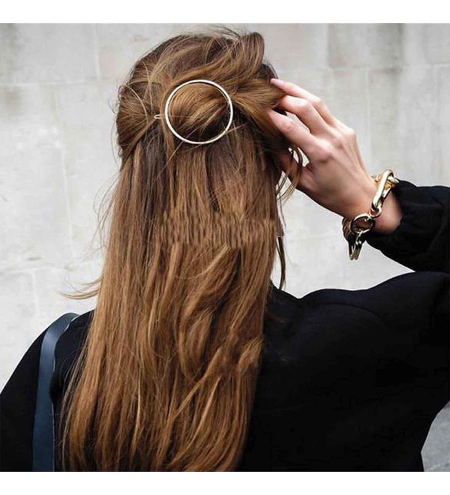 Yheakne Circle Hair Clip Barrette Hollow Round Silver Hair Clamp Hairpin Minimalist Bobby Pin Geometry Metal Hair Accessories for Women and Gilrs (Silver Circle) - Buy Online on GoSupps.com