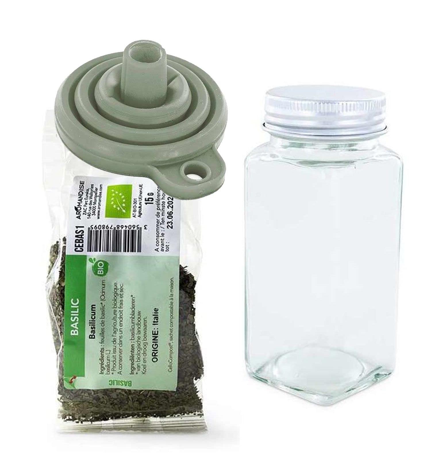 Spice bottle powder + funnel + organic basil 15 g - Buy Online on GoSupps.com