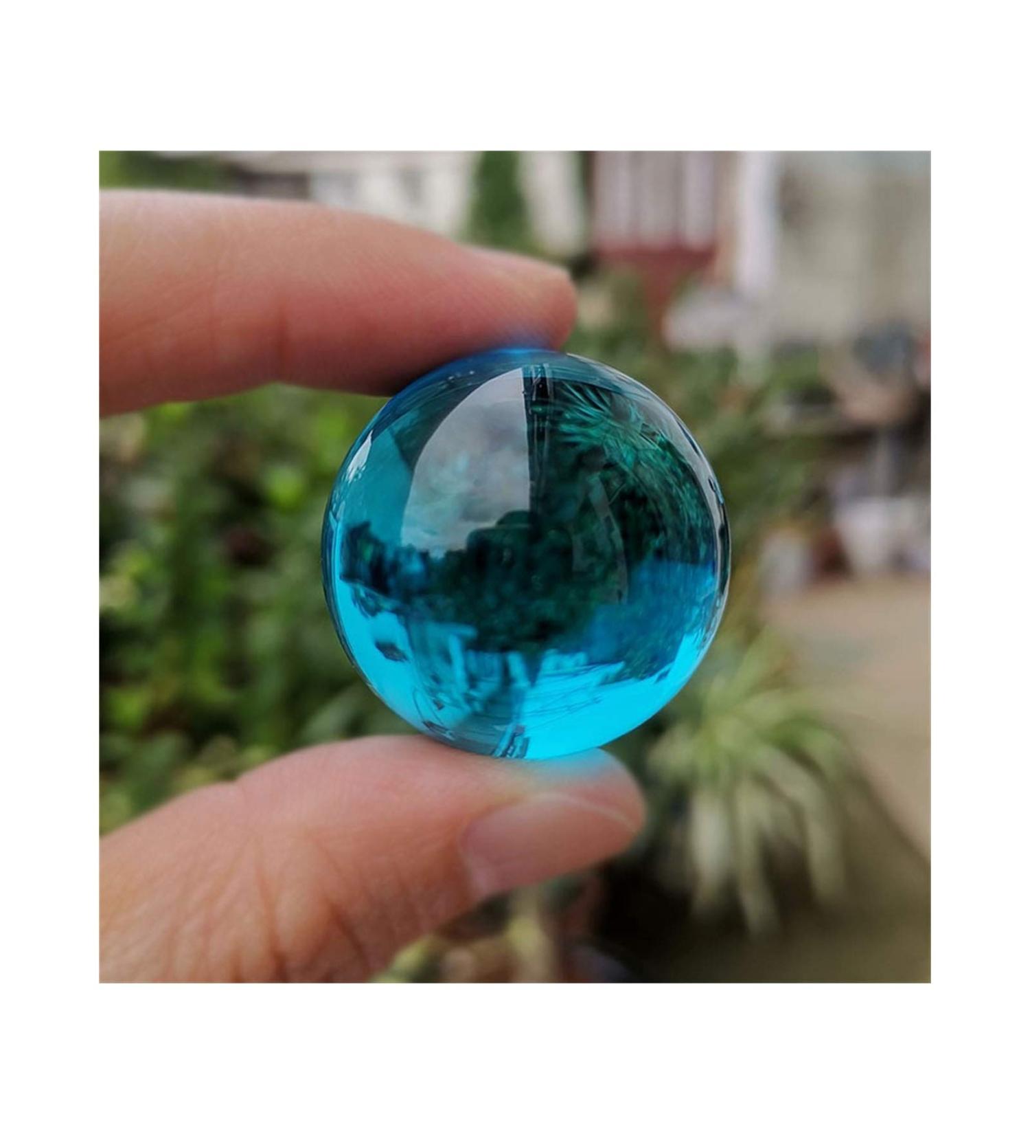Fennchun crystal ice rack ball water wells bonsai glass ball main decoration ornaments feng shui figure marble ball gifts (color: sky blue ball size: 30mm) 30mm sky blue ball