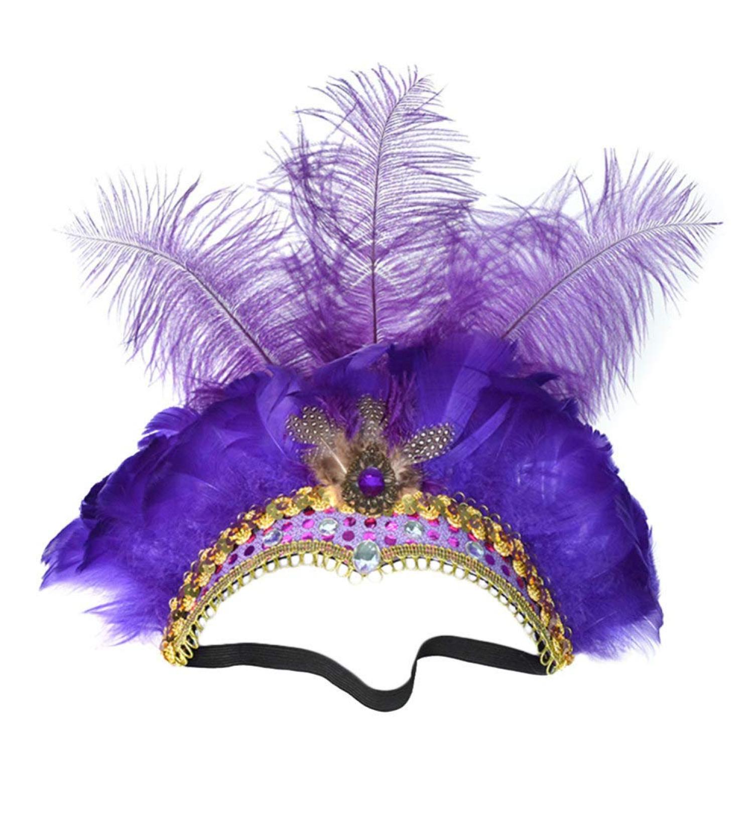 FRCOLOR Feather Headband Vintage Fascinator Carnival Headpiece Party Masquerade Pageant Show Headdress (Purple) - Buy Online on GoSupps.com