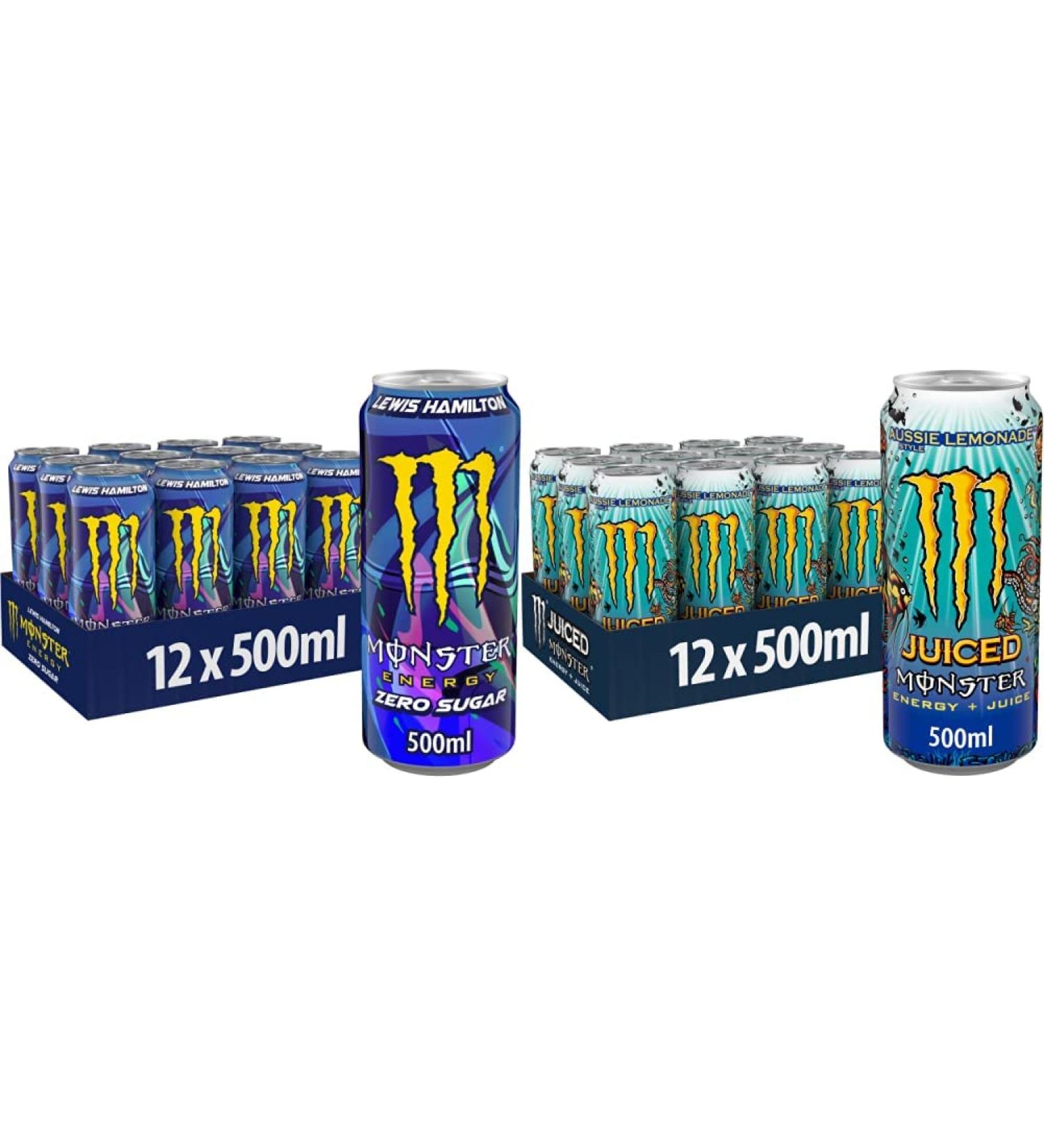 Monster Energy Lewis Hamilton Zero & Juiced Lemonade Bundle - Refreshing Caffeine Drink with Mango Loco - International Shipping Available - Buy Online on GoSupps.com