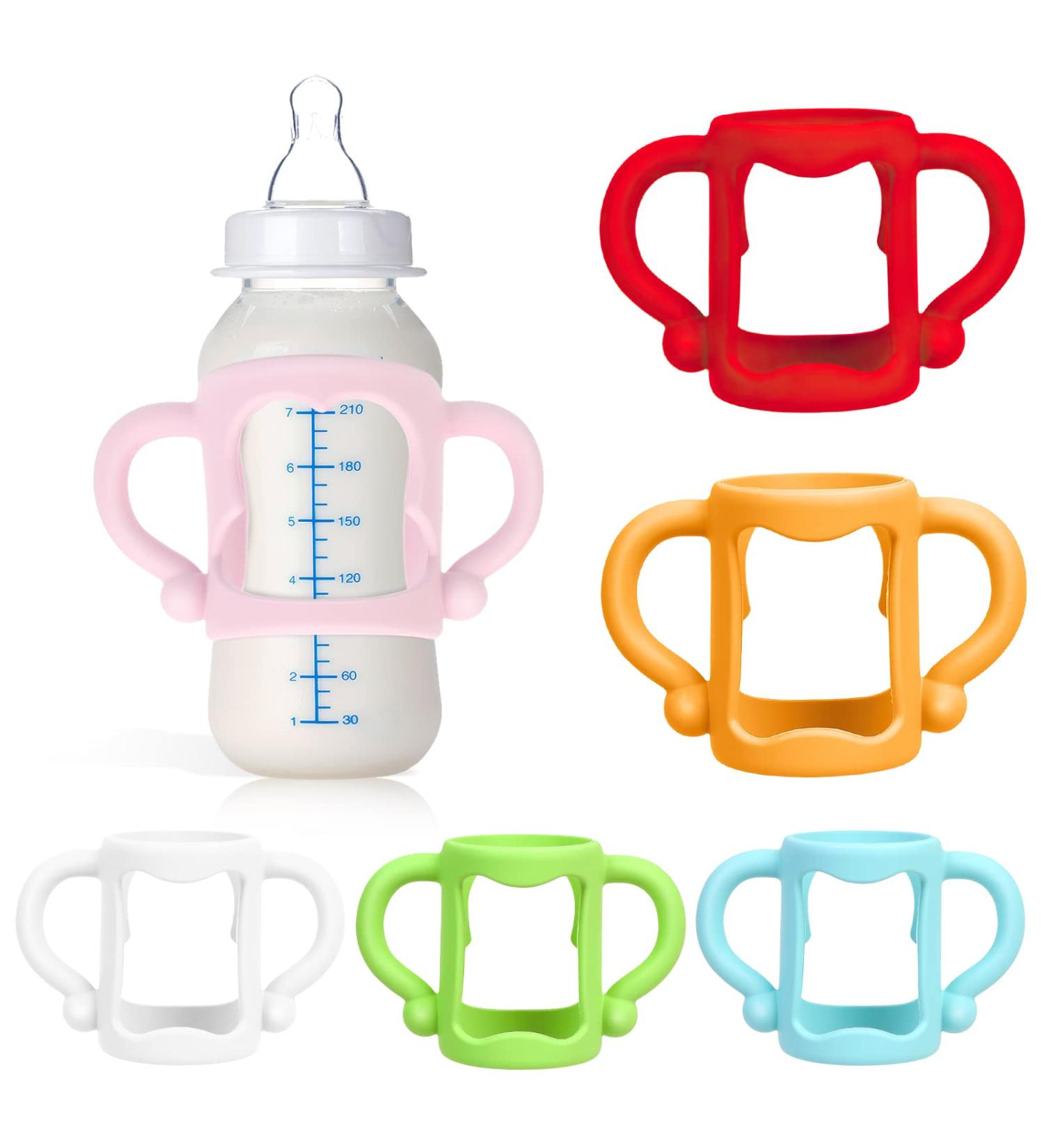 6 Pack Silicone Baby Bottle Handles - BPA-Free Narrow Sippy Bottle Handles for Teaching Babies to Hold Their Own Bottle - Muti-Colors - Buy Online on GoSupps.com