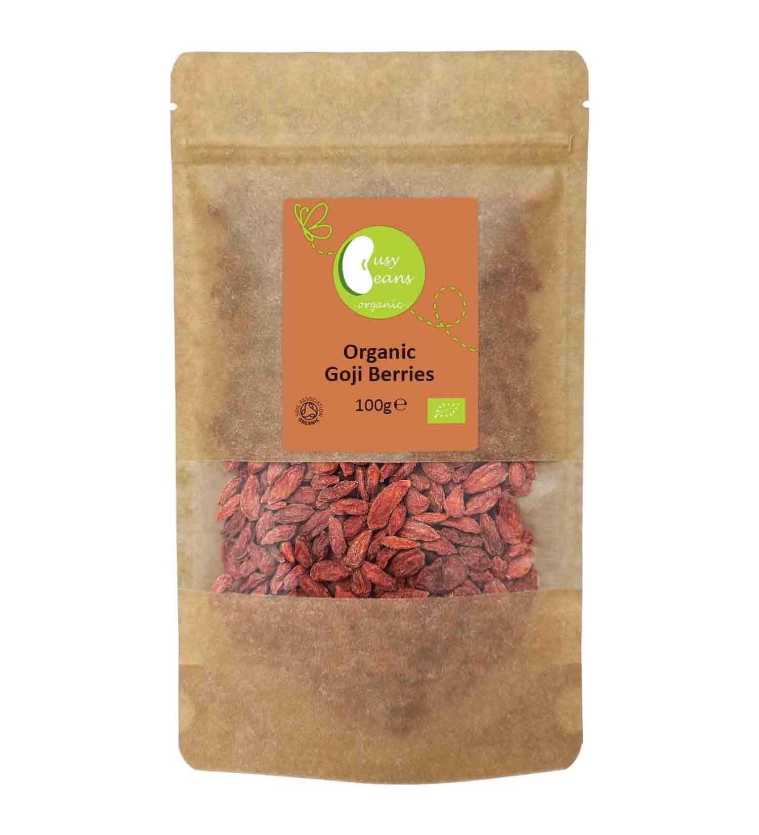 Organic Goji Berries - Certified Organic - by Busy Beans Organic (100g) - Buy Online on GoSupps.com
