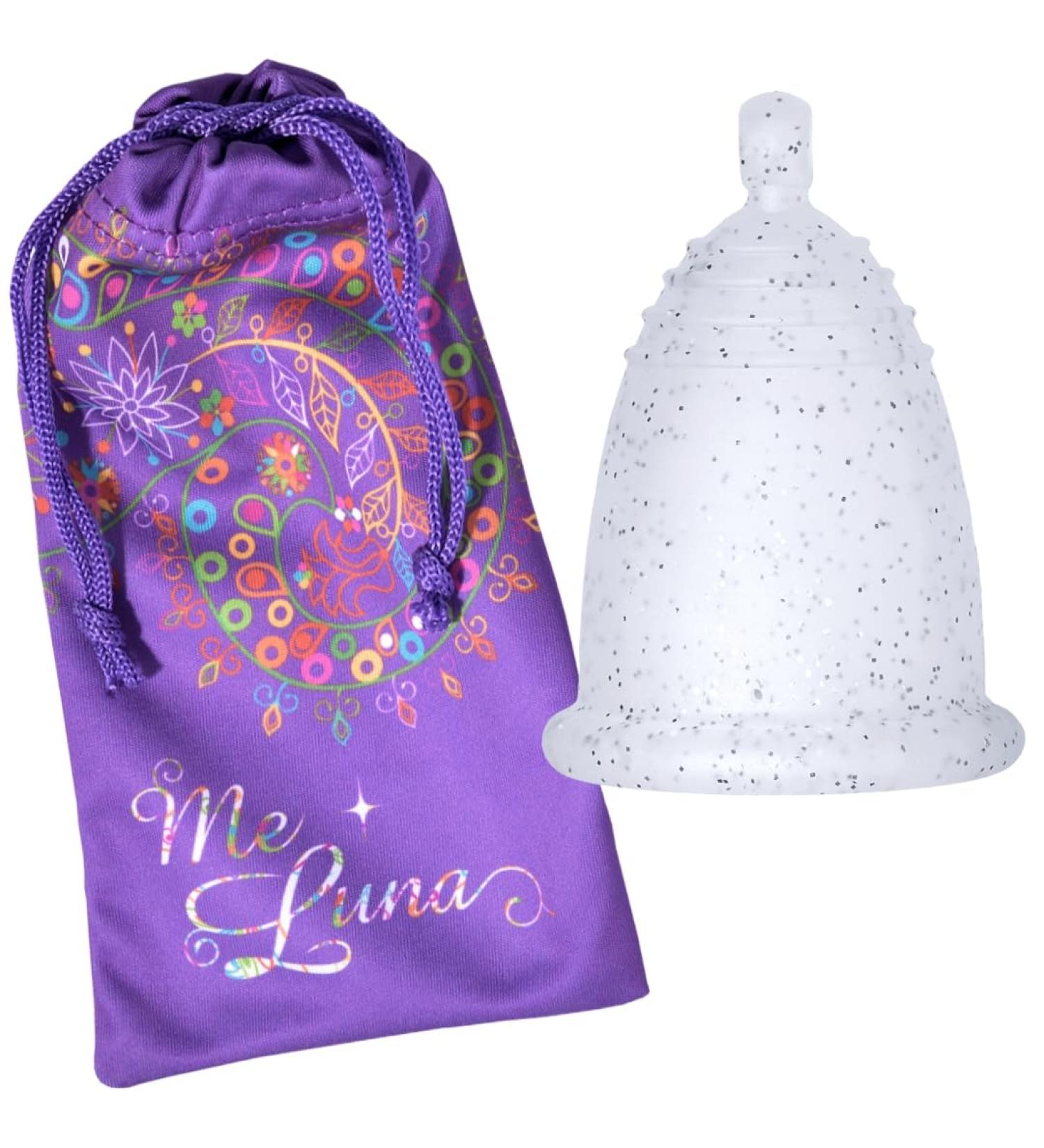 Me Luna Menstrual Cup Soft - Ball Silver Glitter Size M | Eco-Friendly Reusable & Comfortable - Buy Online on GoSupps.com