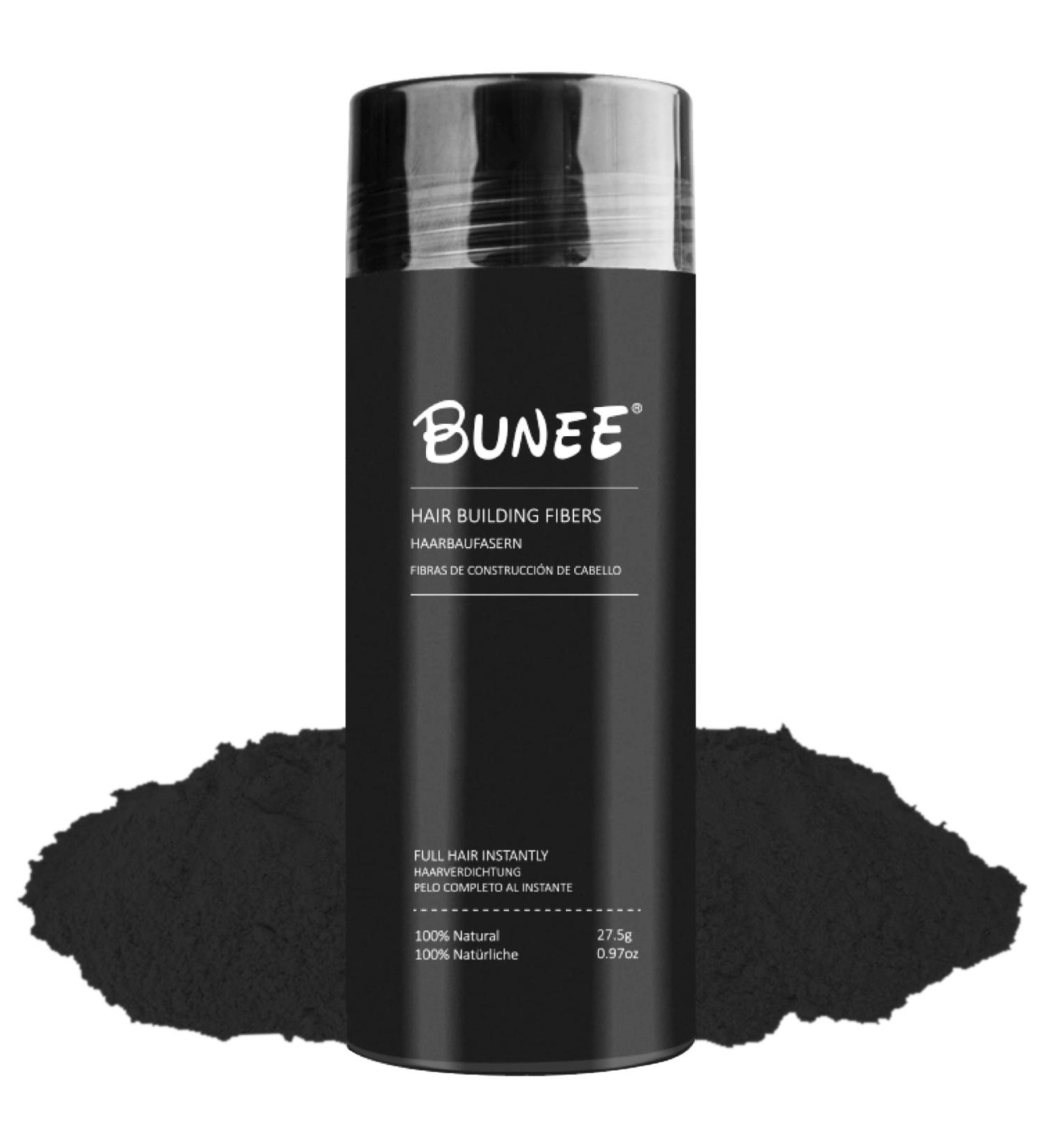 Bunee Hair Fibres - Hair Thickener - Hair Loss Coverage in 30 Seconds - 100% Natural Cotton Hair Powder Women and Men (Black 27.5g) - Buy Online on GoSupps.com