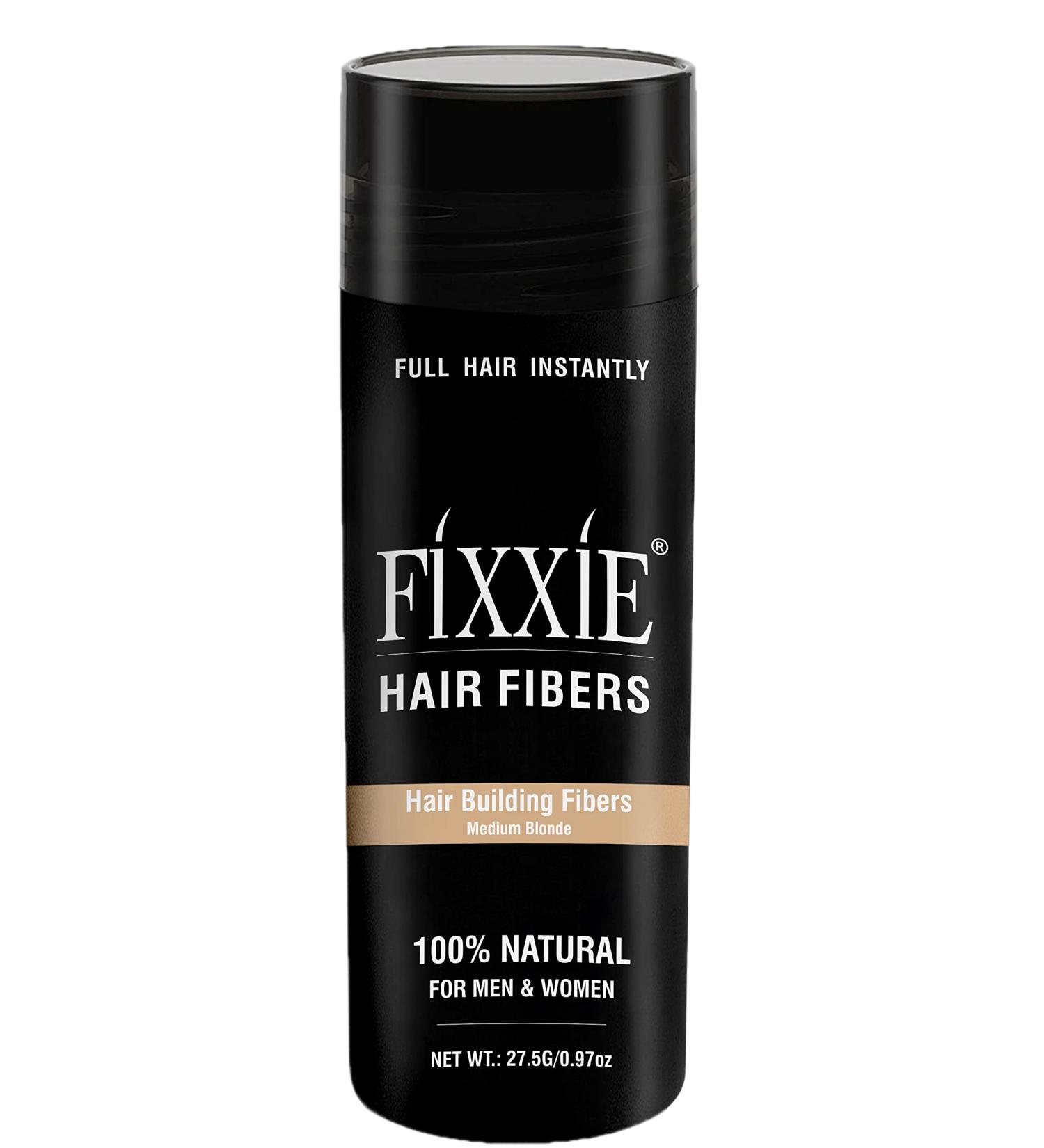 FIXXIE Hair Fibres MEDIUM BLONDE - 27.5g Bottle Hair Fibre Concealer for Thinning Hair, Men and Women - Keratin Hair Fibers for Naturally Thicker Looking Hair - Buy Online on GoSupps.com