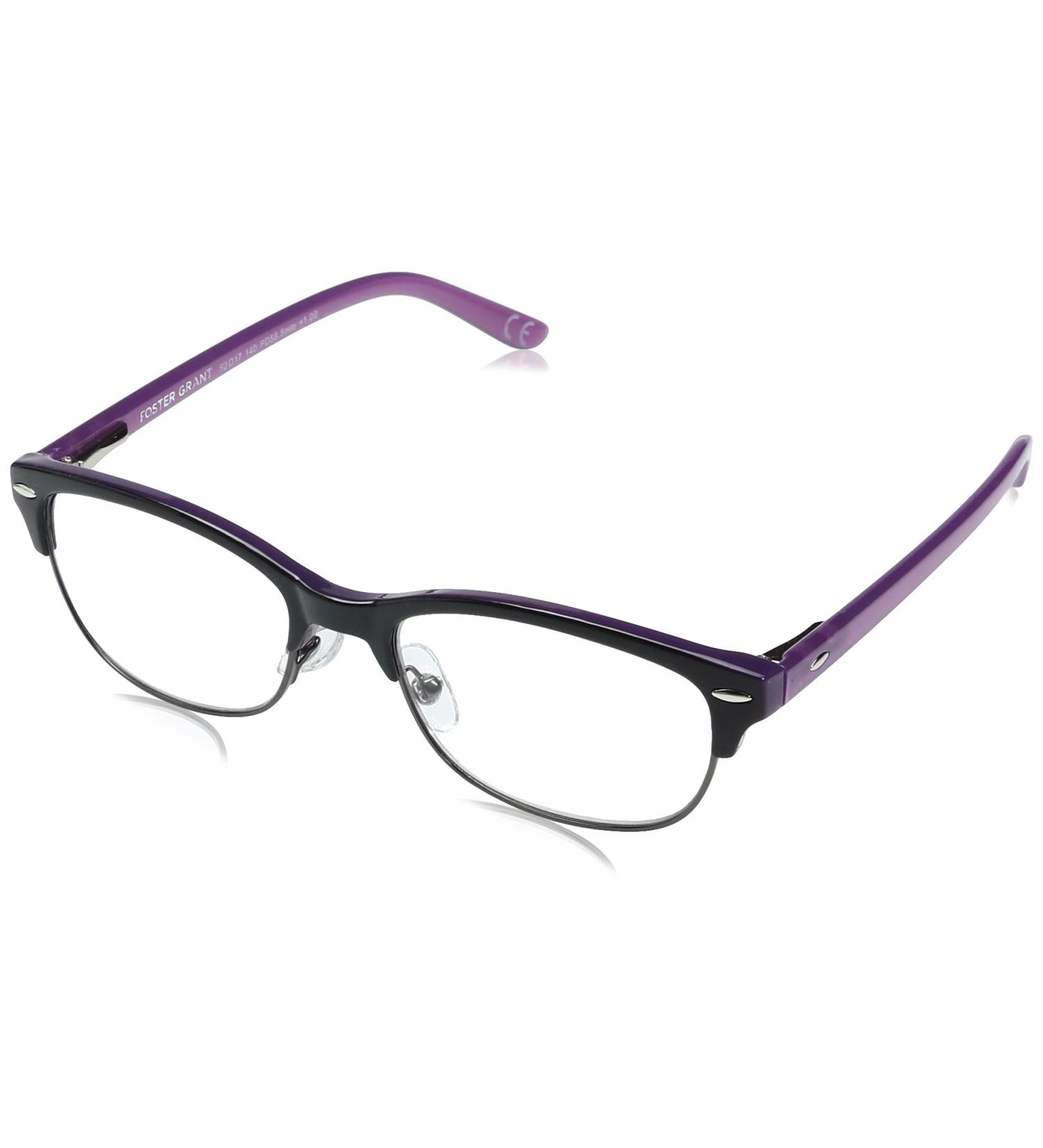 Foster Grant Women's Cleo Round Reading Glasses - Purple/Transparent 1.75x - Stylish & Comfortable - Buy Online on GoSupps.com