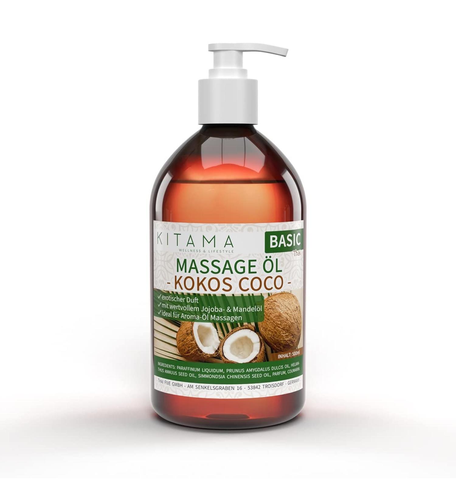 KitaMa Coconut Massage Oil 500ml - Nourishing Aroma Oil for Relaxation & Body Care - Buy Online on GoSupps.com