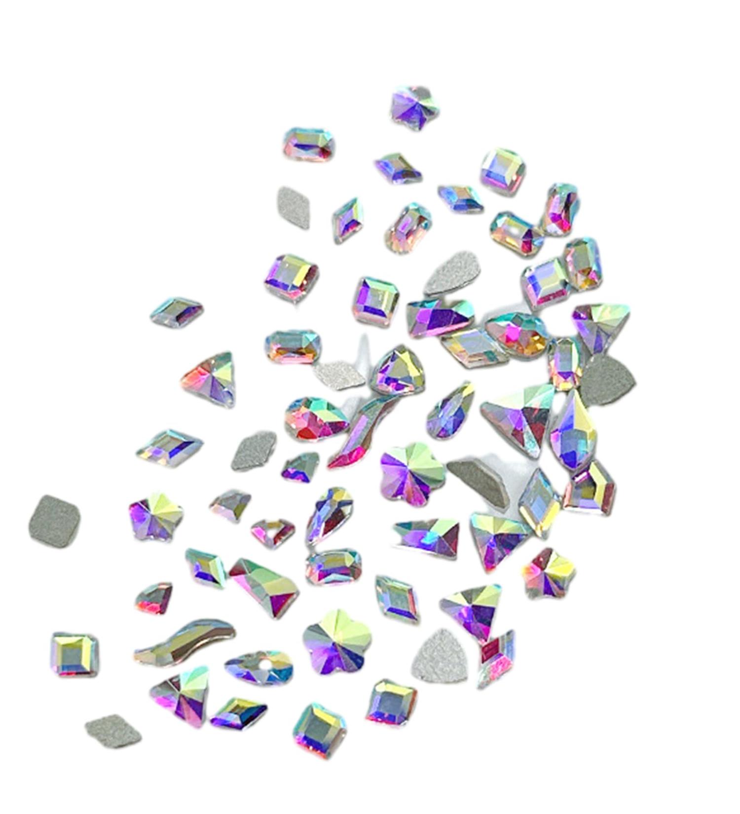 FEIlei 100Pcs Mixed Glass Crystal Hybrid Diamond Rhinestones Nail Art Decorations Drop Rhombus Flatback Stones 3D Gems - Buy Online on GoSupps.com