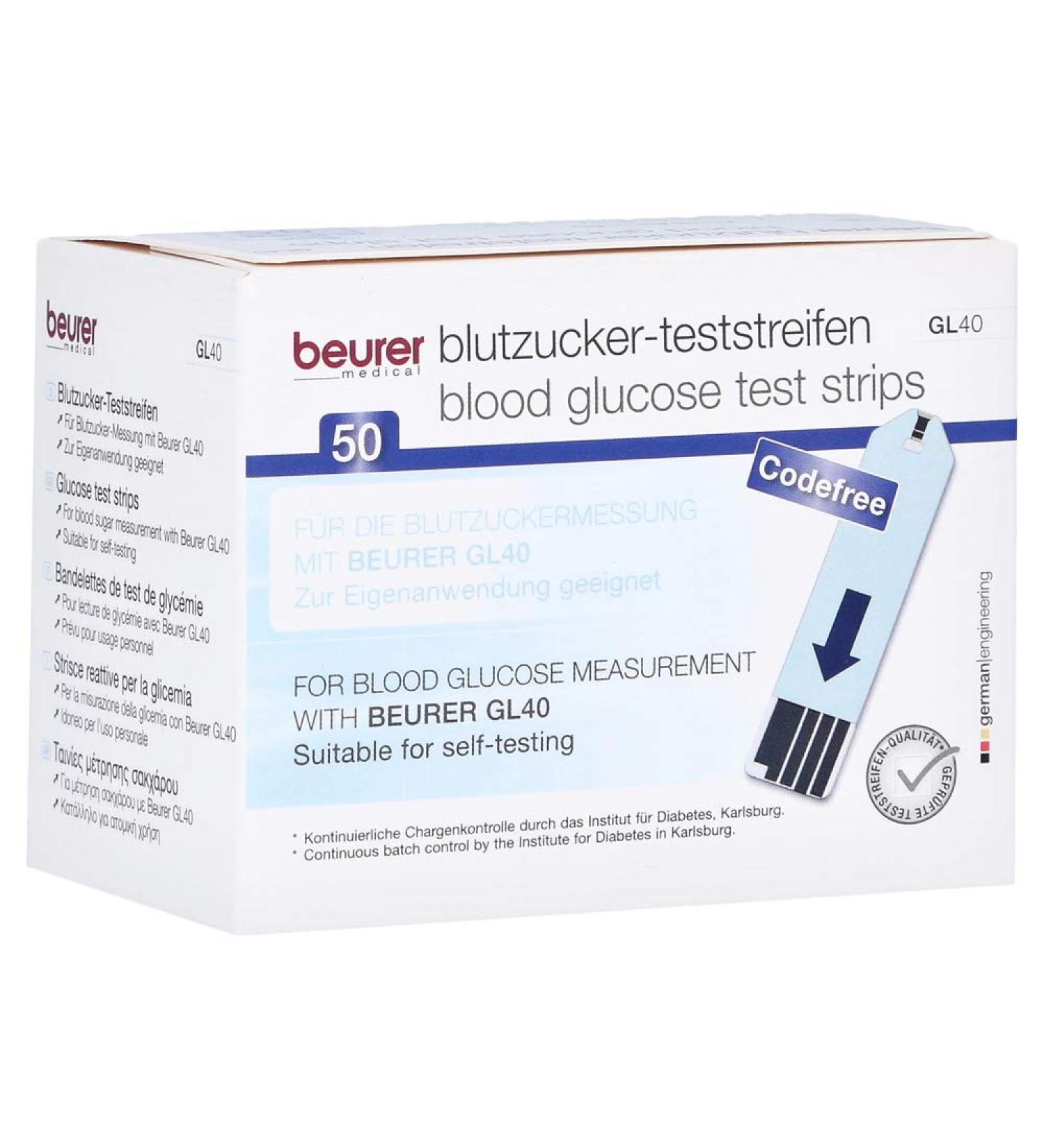 Buy Beurer Blood Glucose Test Strips (for GL 40) - 50 Pack | Accurate Diabetes Testing | Fast International Shipping - Buy Online on GoSupps.com