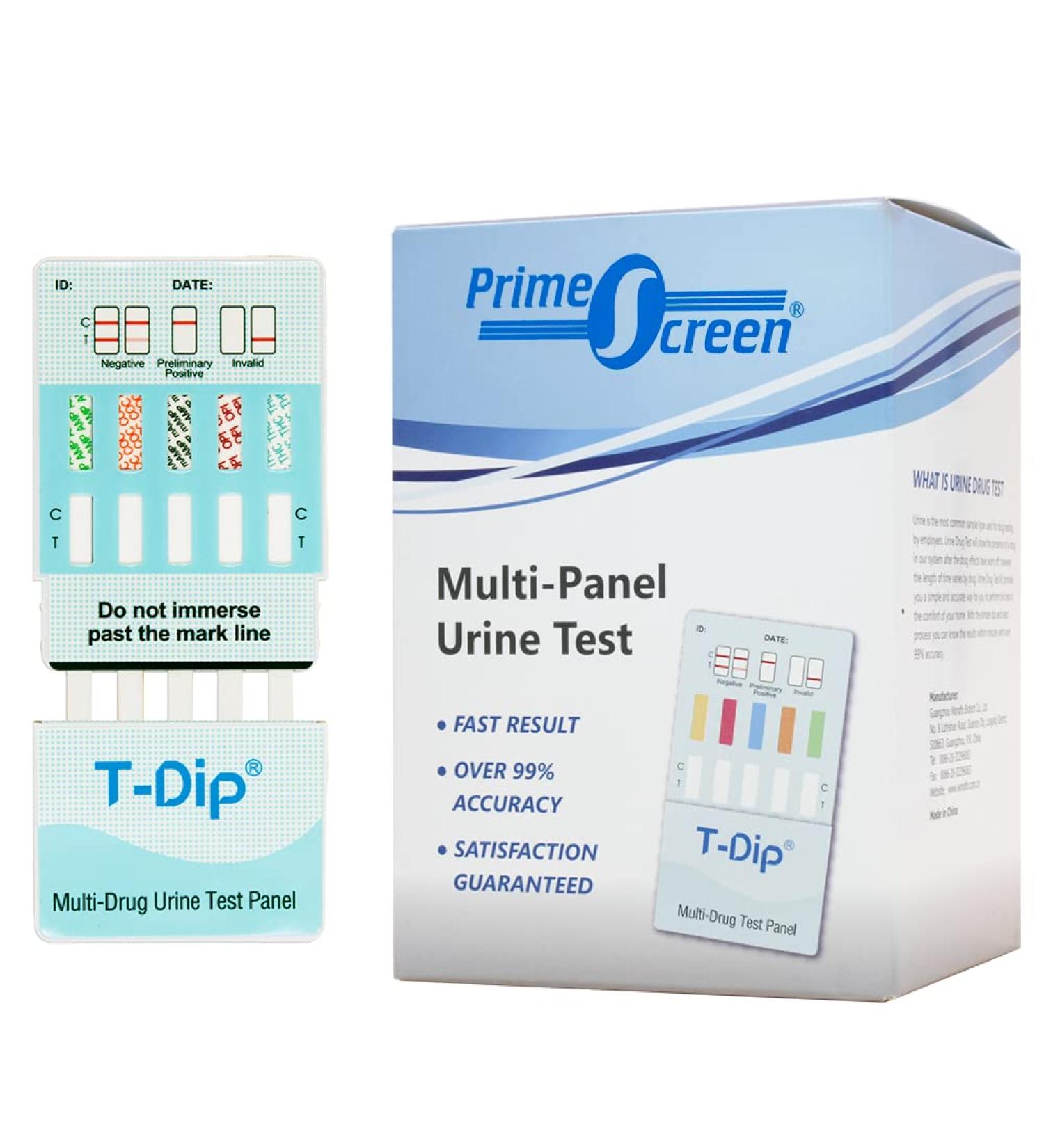 Prime Screen 5 Pack 5 Panel Urine Drug Test Kit (AMP COC mAMP OPI THC) - WDOA-254 - Buy Online on GoSupps.com