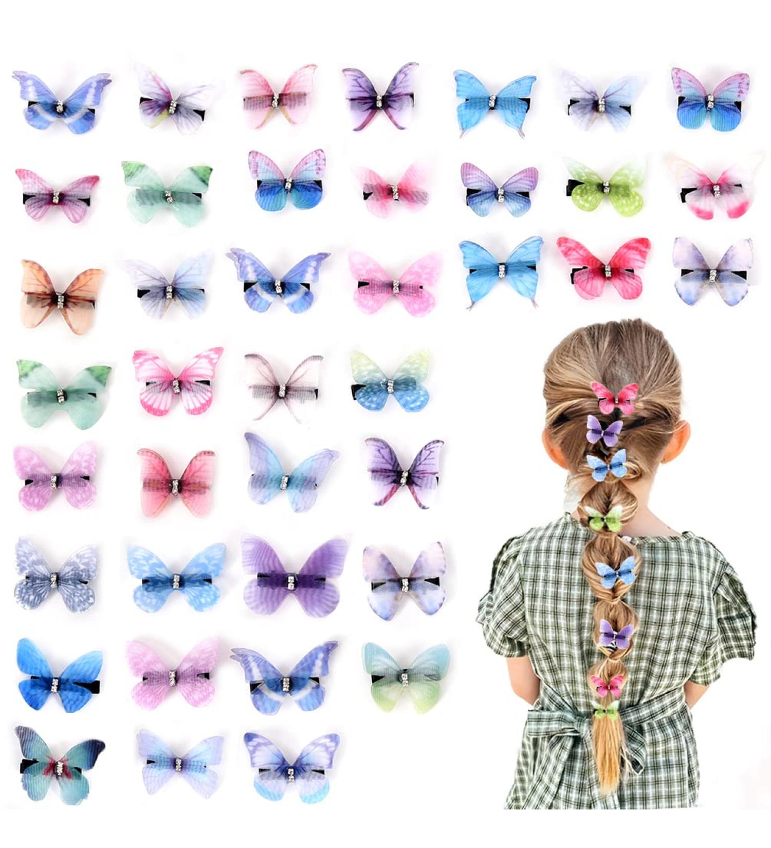 40 Pcs Medium Organza Butterfly Hair Clips for Women - Colorful Fabric Wedding Party Hair Accessories - Buy Online on GoSupps.com