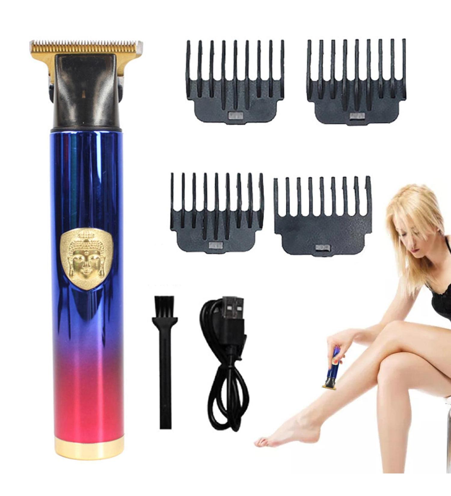 Dous Embossed Hair Clippers | Professional T9 Mens T-Hair Clippers | Embossed Mustache Trimming and Detailing T-Hair Trimmer with 4 Guide Comb Blue Red - Buy Online on GoSupps.com
