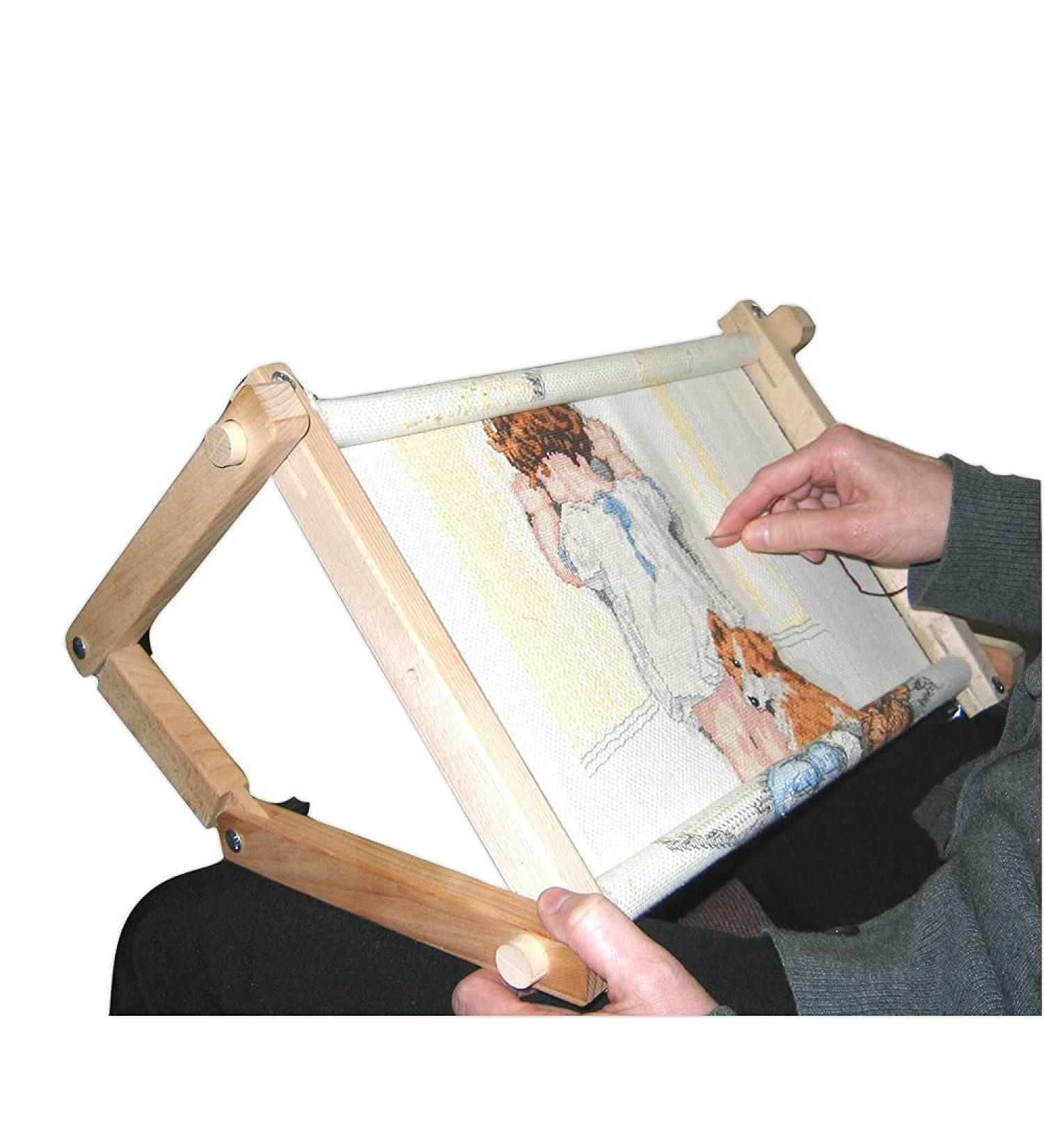 FA Edmunds Adjustable Hands Free Stitch and Scroll Lap/Table Frame - 9 x 18 Cream