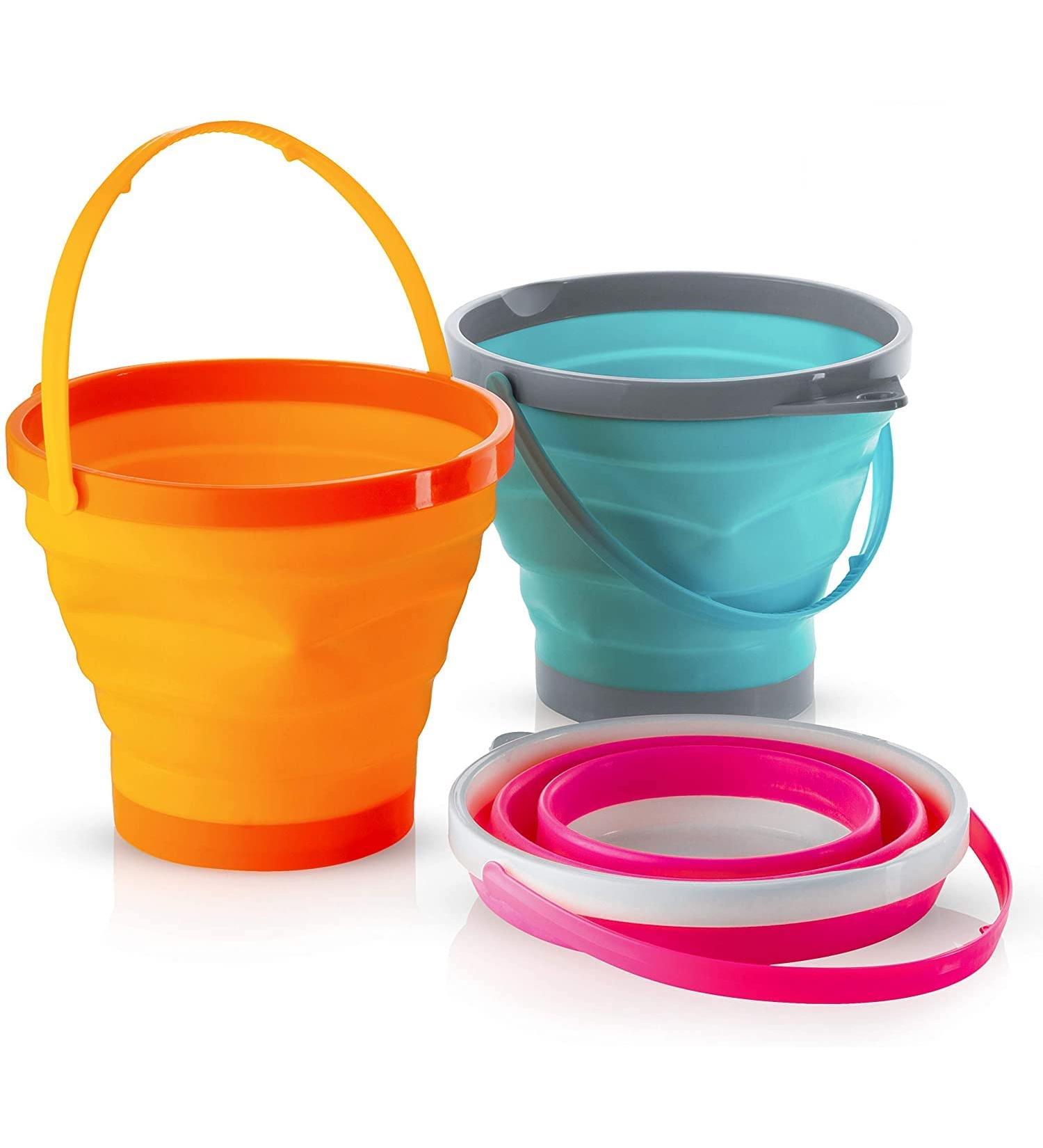 Foldable Pail Bucket Set of 3 | Collapsible Multi-Purpose Buckets for Beach, Camping, Pets | Half Gallon (2 Liters) Capacity - Buy Online on GoSupps.com