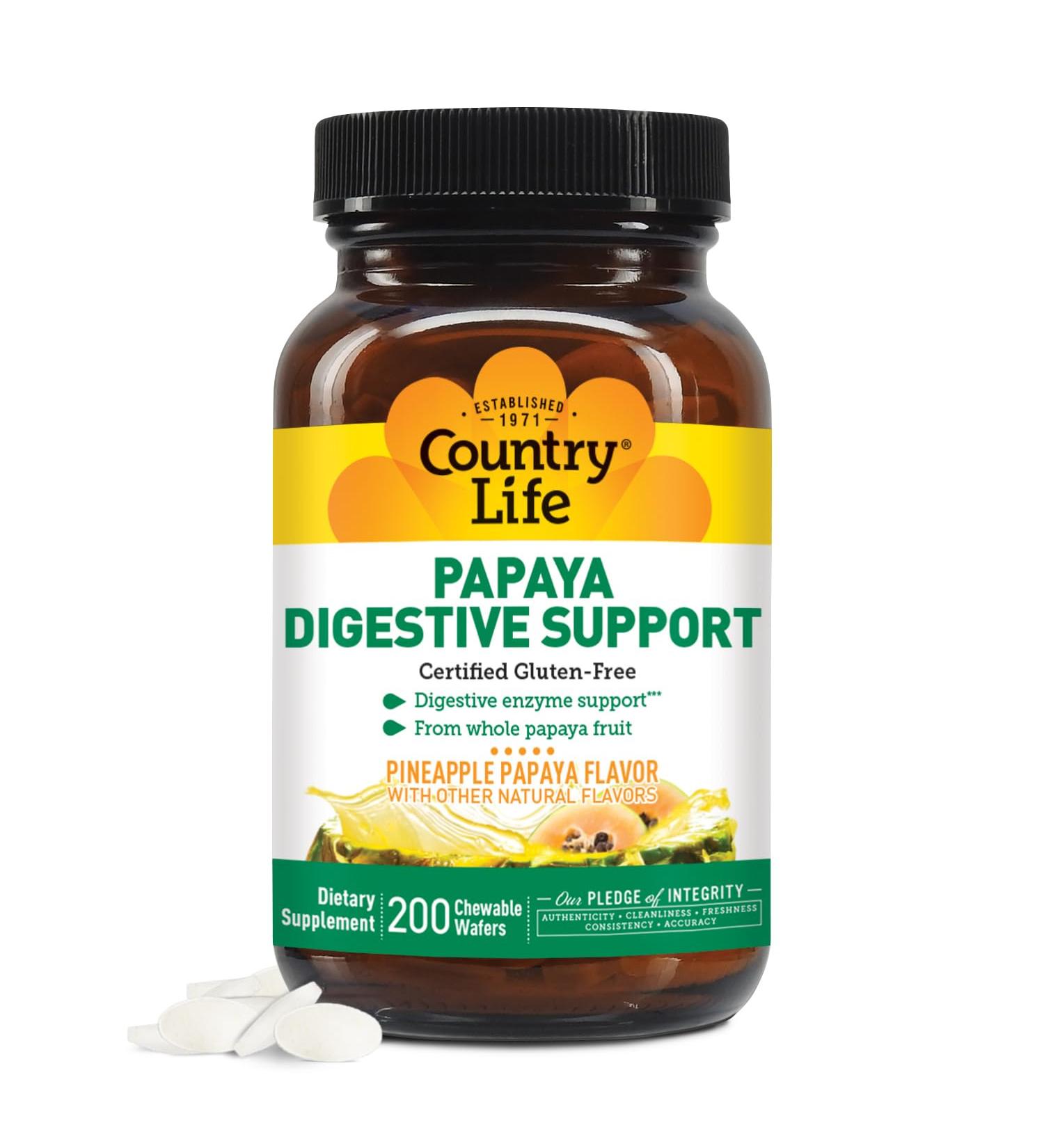 Country Life Papaya Digestive Support 200 CT Pineapple Papaya Flavor 200 Count (Pack of 1) - Buy Online on GoSupps.com