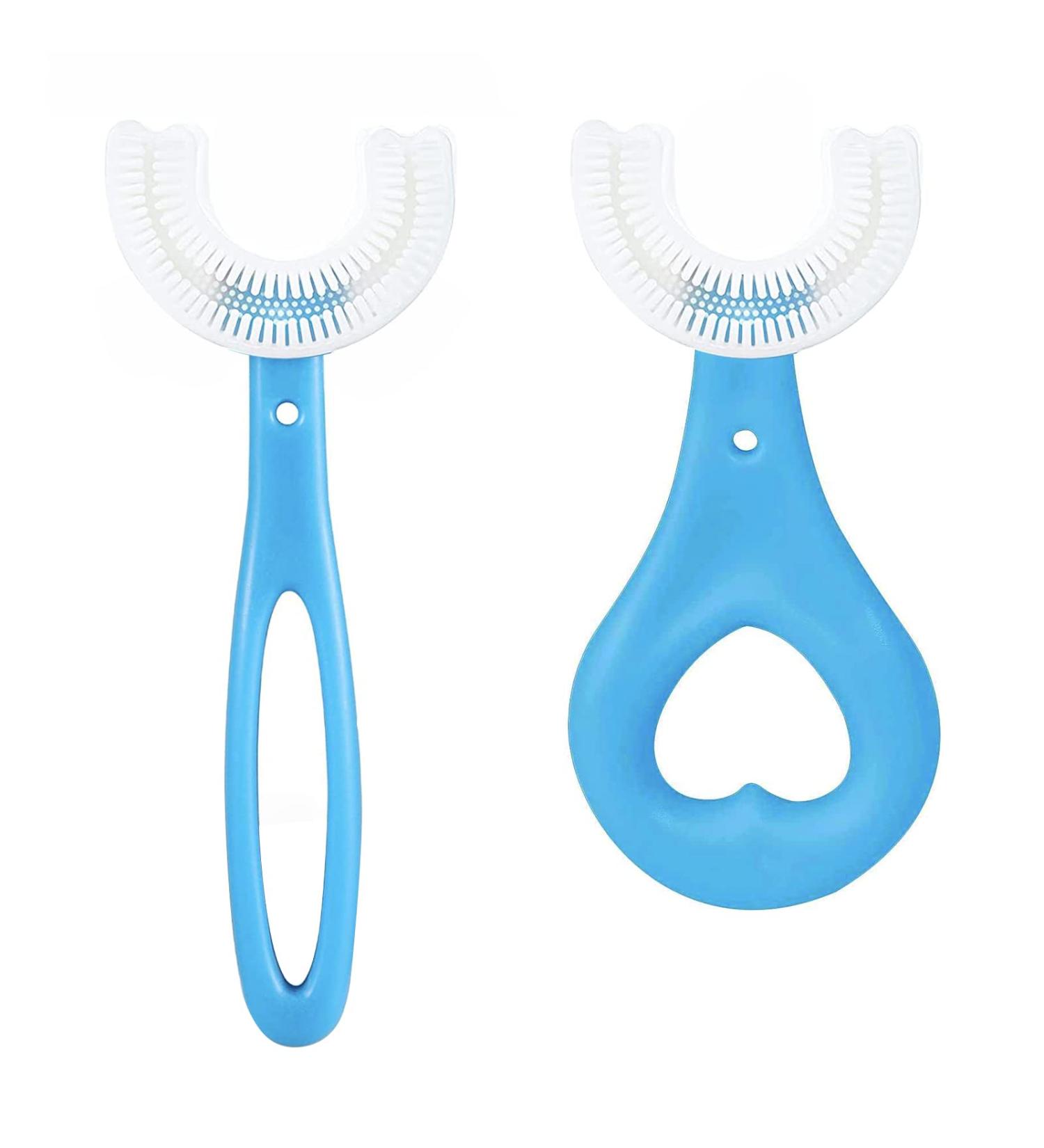 YAFIYGI 360 U-Shaped Kids Toothbrush - 2PCS, All Rounded Oral Teeth Cleaning Design, Soft Silicone Brush Head, Manual Training - Buy Online on GoSupps.com