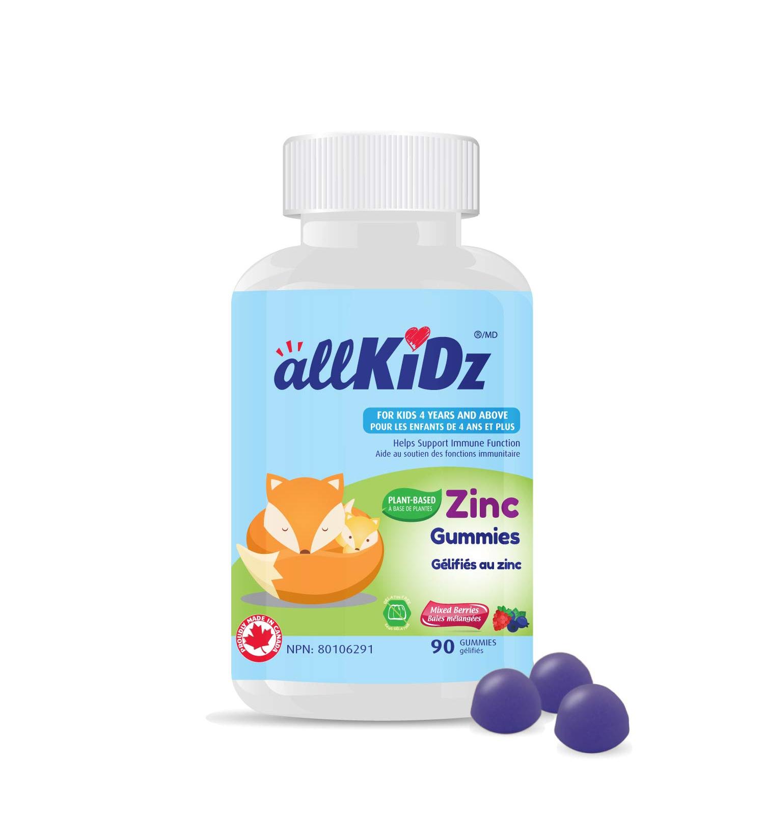 allKiDz Zinc Gummies for Kids Children Immunity Support Supplement 10mg Zinc per Gummy Vegan Pectin Plant-based Natural Fruit Flavours 90 Count - Buy Online on GoSupps.com