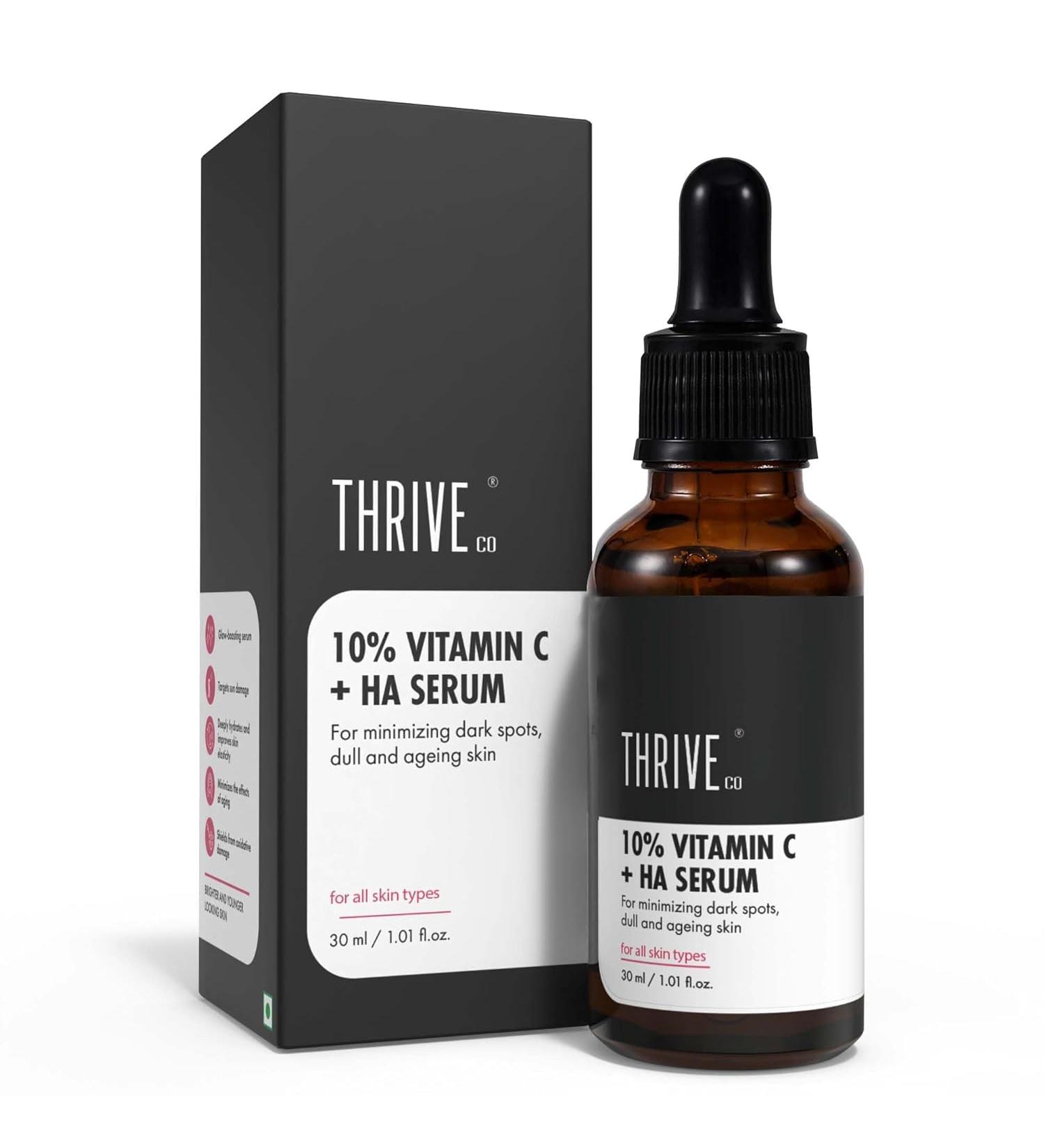 10% Vitamin C Serum For Face With Hyaluronic Acid | Gives Instant Brightening Effect & Glowing Skin | For Men & Women | All Skin Types | Non-Sticky Vegan Fragrance & Cruelty-Free | 30ml - Buy Online on GoSupps.com