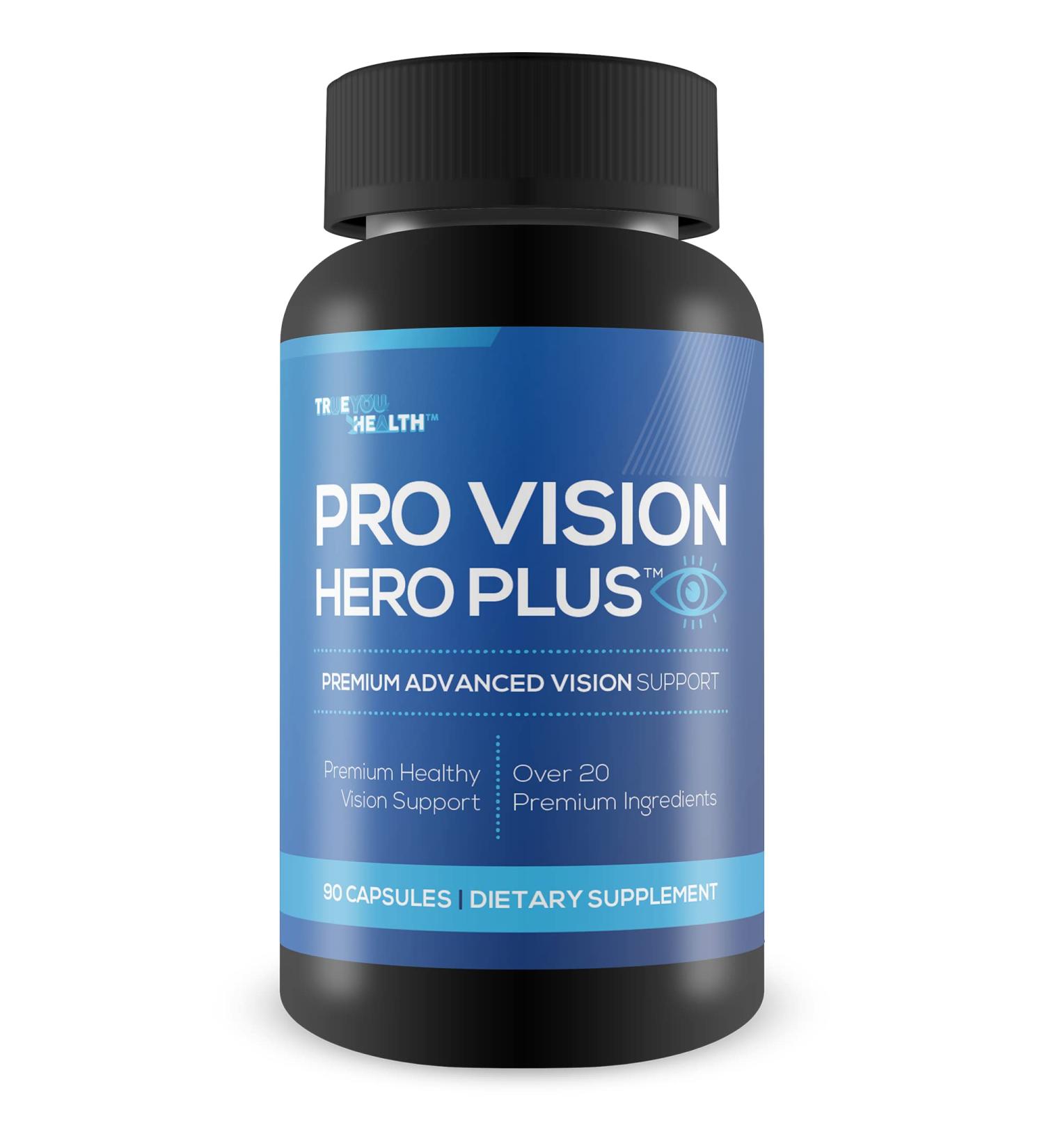 Pro Vision Hero Plus - Premium Advanced Vision Support - Vitamin Mineral & Herbal Vision Supplement - Support Healthy Day & Night Vision - Promote Reduced Eye Strain & Eye Pressure - Aid Eye Health - Buy Online on GoSupps.com