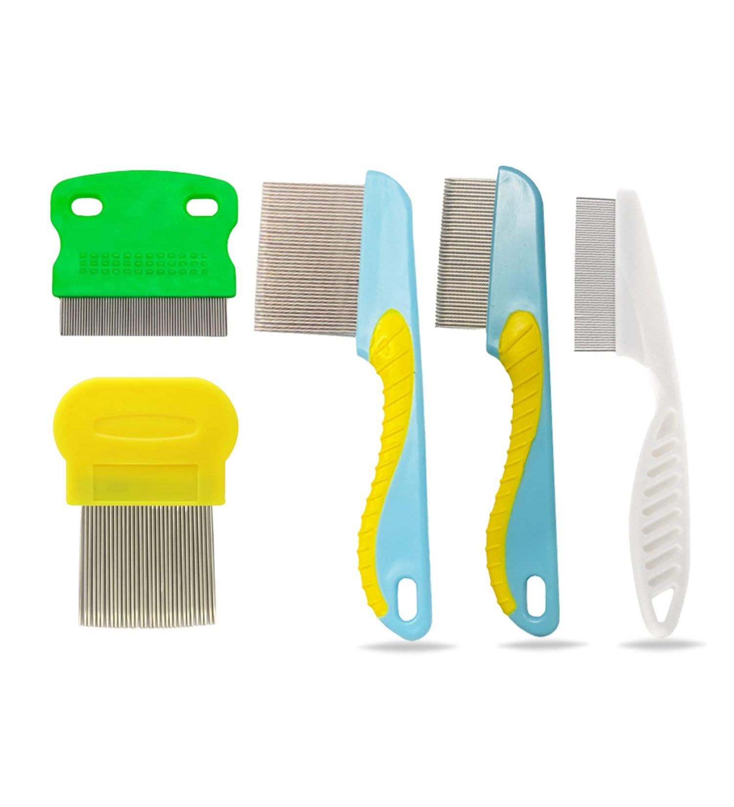 Stainless Steel Head Nit Comb - Set of 5 | Effective Lice and Nit Removal for Pets, Kids, and Adults - Buy Online on GoSupps.com