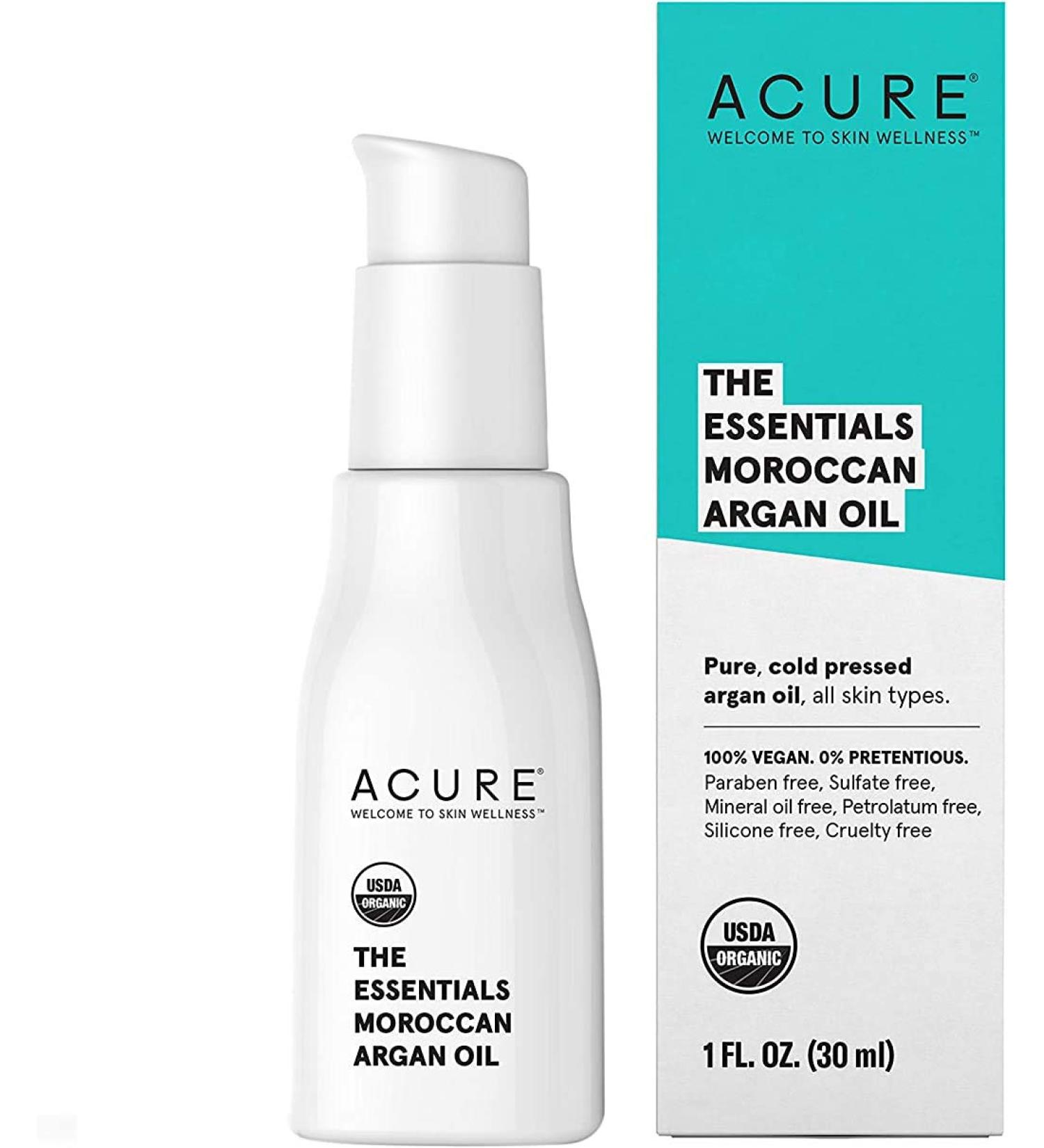 Acure Moroccan Argan Oil - 100% Vegan, Cold Pressed, Rich in Vitamin E for Skin & Hair Care - 1 Fl Oz - Buy Online on GoSupps.com