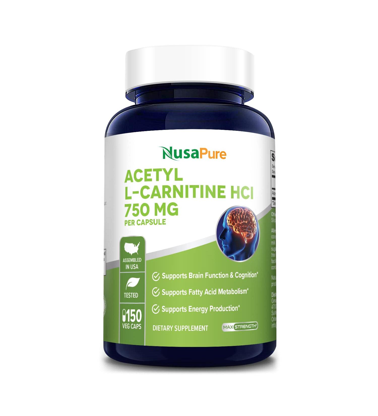 High Potency Acetyl L-Carnitine HCL 750mg - 150 Veggie Capsules | Non-GMO & Gluten Free ALCAR Supplement - Buy Online on GoSupps.com
