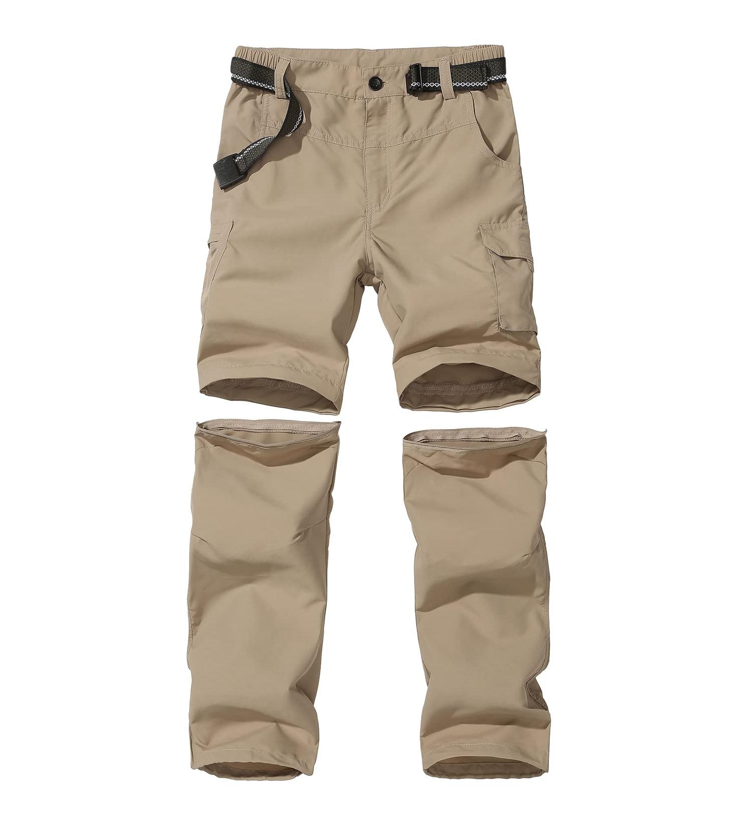 Boys Convertible Hiking Pants | Lightweight Quick Dry Zip Off | UPF 50+ Cargo Trousers Khaki 12-14 Years - Buy Online on GoSupps.com