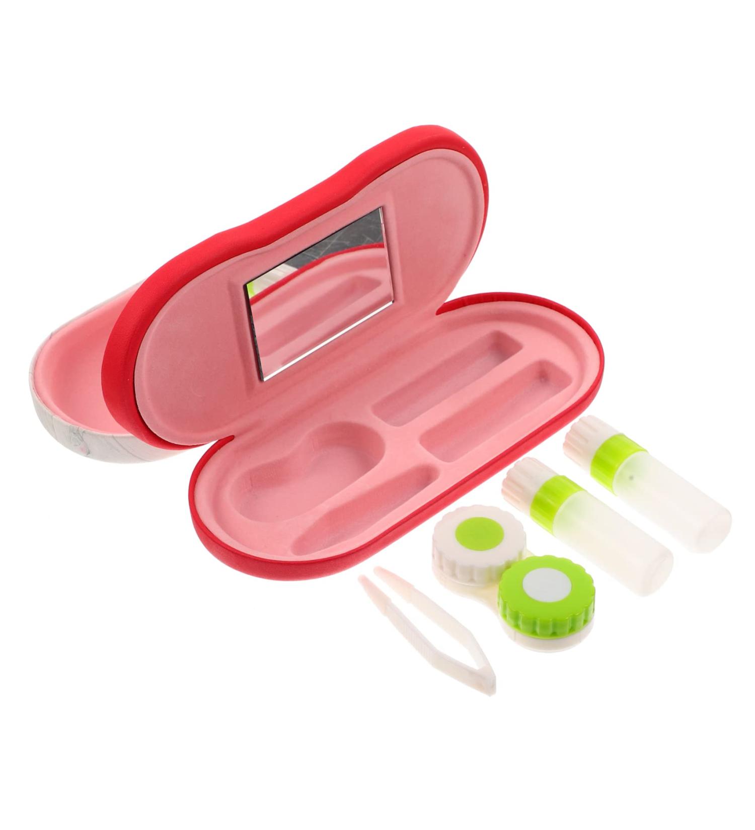 Buy BUIFULSIC Double-Latin Contact Lens Case & Solution - Hard Shell Travel Accessory | Red 16.5x7x5.5cm - Sensitive Contact Holder - Buy Online on GoSupps.com