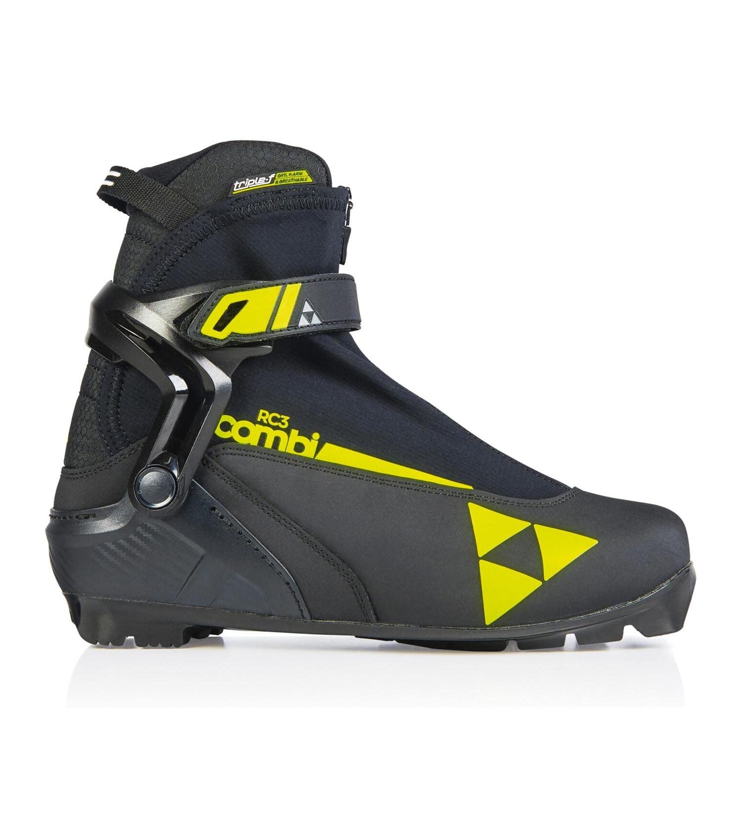 Fischer 2022 RC 3 Combi Cross Country Ski Boot - Black/Yellow - Size 45 EU - Buy Online on GoSupps.com