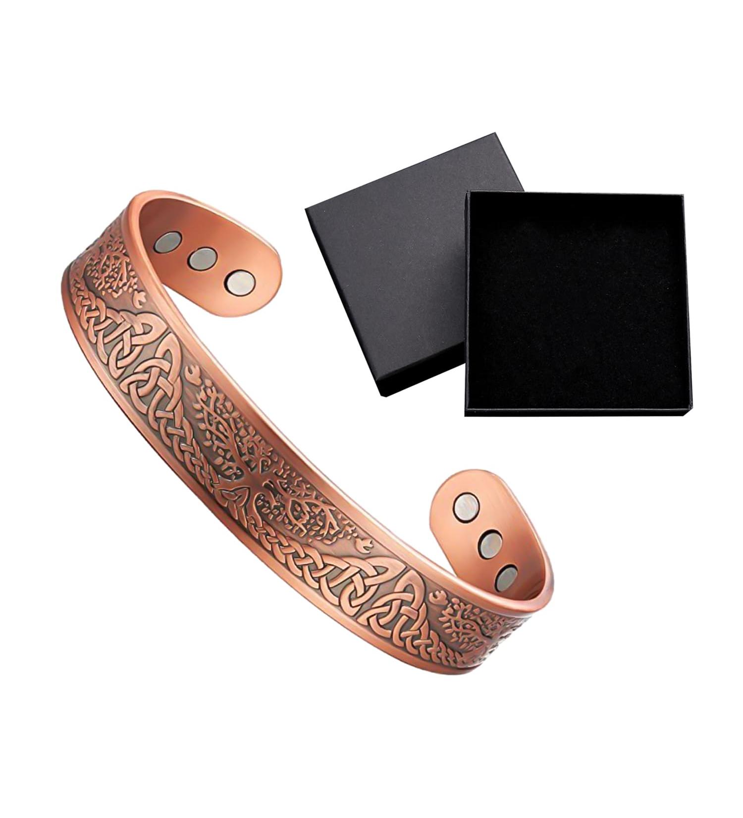 Antique Copper Bracelet with Black Jewelry Box | Vintage Adjustable Alloy Jewelry for Men & Women - Buy Online on GoSupps.com