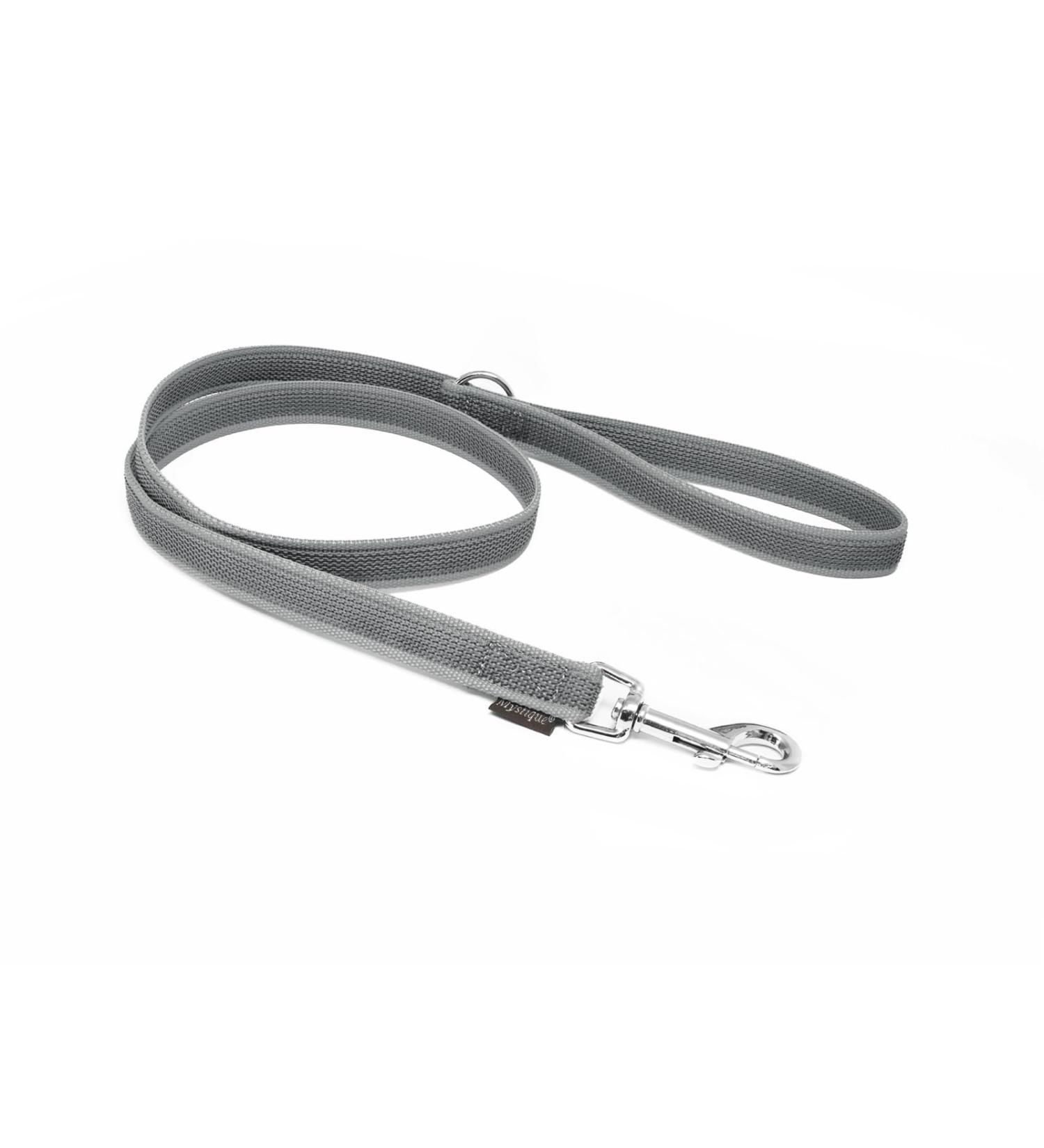 Mystique Rubberized Leash 20mm with Hand Loop Standard Carabiner Grey 1m 1m Grey