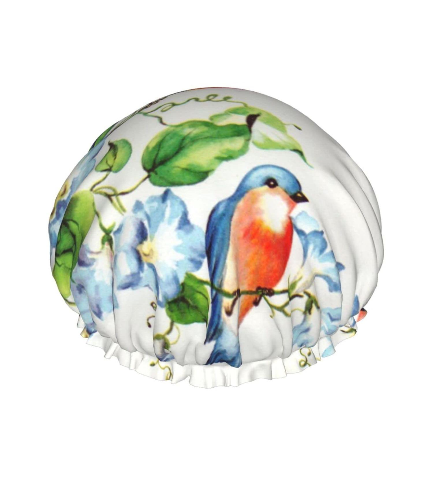 Happy Bluebirds Waterproof Shower Cap for Women - One Size Fits All - Ideal for All Hair Types - Buy Online on GoSupps.com