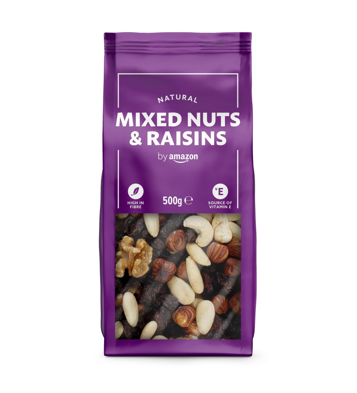 Amazon Natural Mix Nuts and Raisins 500g - Healthy Snack Pack - Buy Online on GoSupps.com