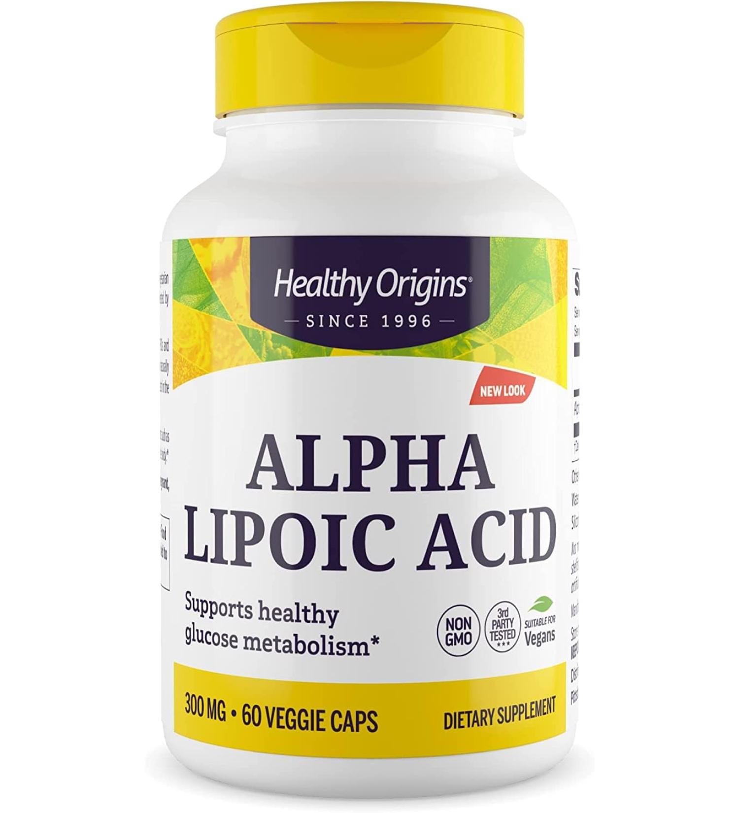 Healthy Origins Alpha Lipoic Acid 300 Mg - Vegan Antioxidant Supplement | Supports Metabolism | Non-GMO & Gluten Free | 60 Veggie Caps - Buy Online on GoSupps.com