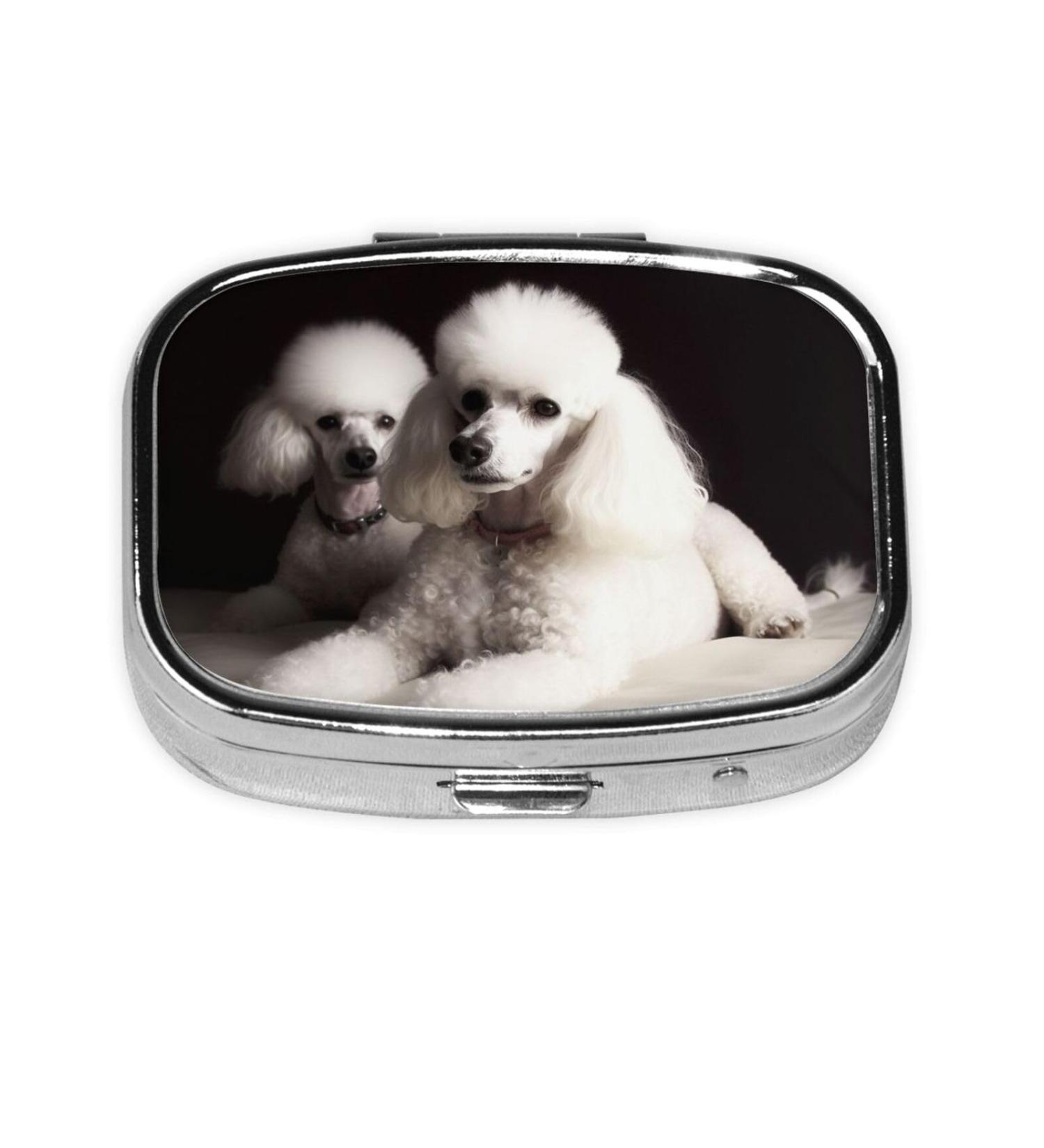 French Poodle Travel Pill Case - Cute 2 Compartment Pill Box Organizer for Purse & Gifts - Buy Online on GoSupps.com