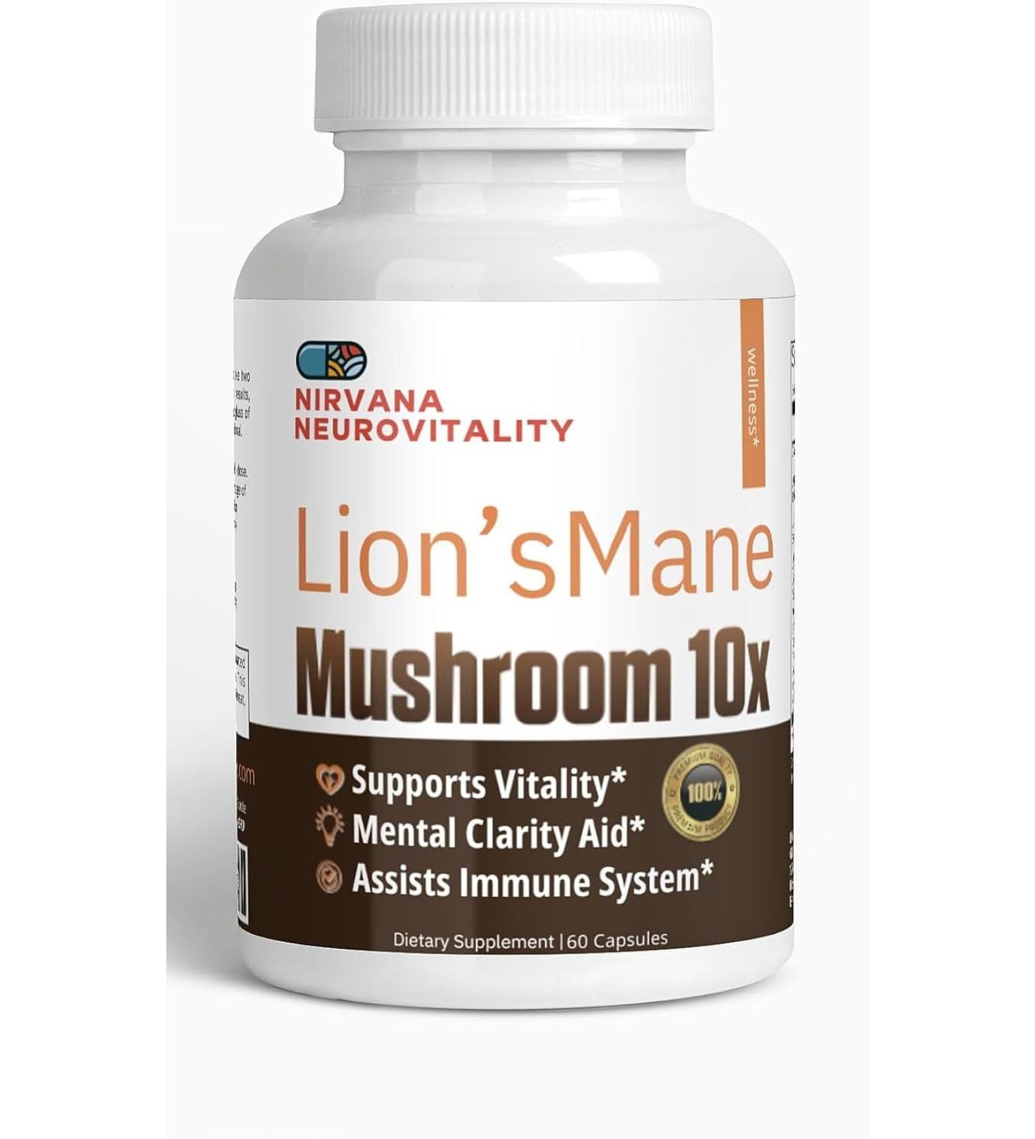 Organic Lion's Mane Capsules - 60 Count | Boost Memory & Immunity | Gluten Free Dietary Supplement - Buy Online on GoSupps.com