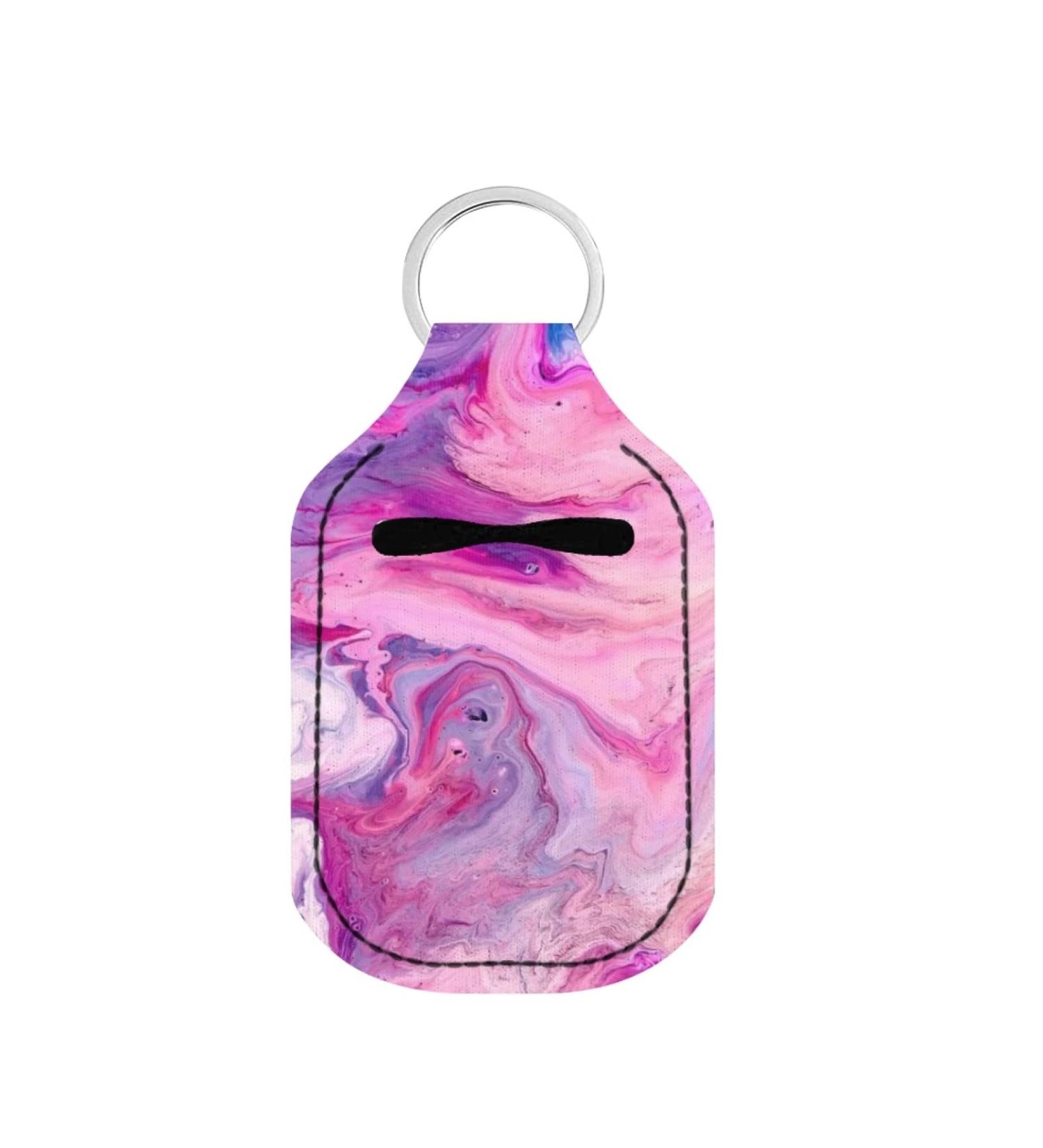 Dreaweet Fashion Hand Sanitizer Holder Keychain - Pink Marble Mini Travel Bottle Sleeve for Women and Girls - Buy Online on GoSupps.com