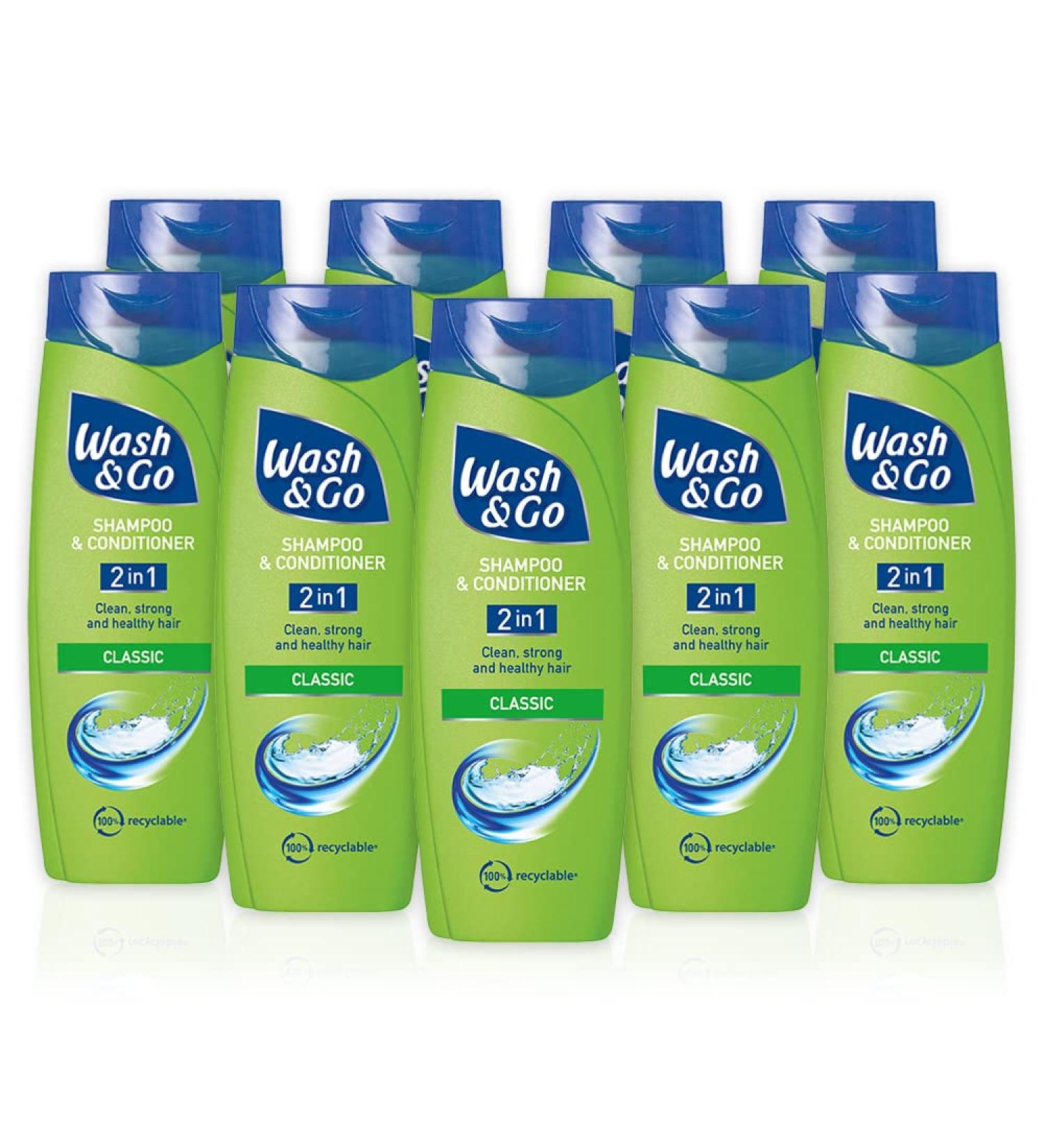 Wash & Go 2 in 1 Classic Shampoo and Conditioner - Pack of 9 Bottles - Buy Online on GoSupps.com