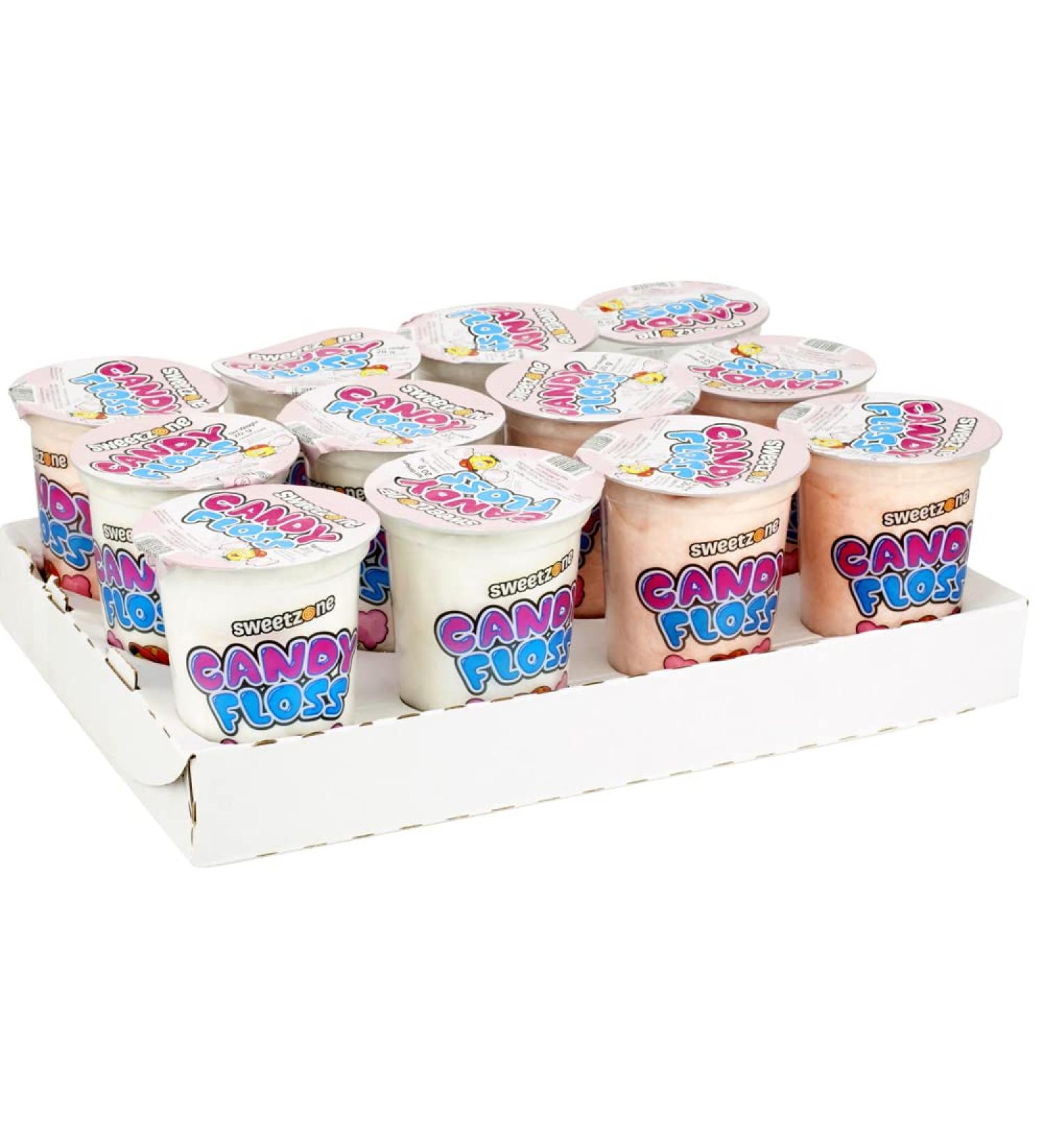 Sweetzone Candy Floss Halal Sweets Tub 20g x 12 Pack Sweets Bulk Retro Sweets Cotton Sweets Sweet Box Bulk Sweets Candy for Sweet Bags Sweet Tub Delight Bulk Candy - Buy Online on GoSupps.com