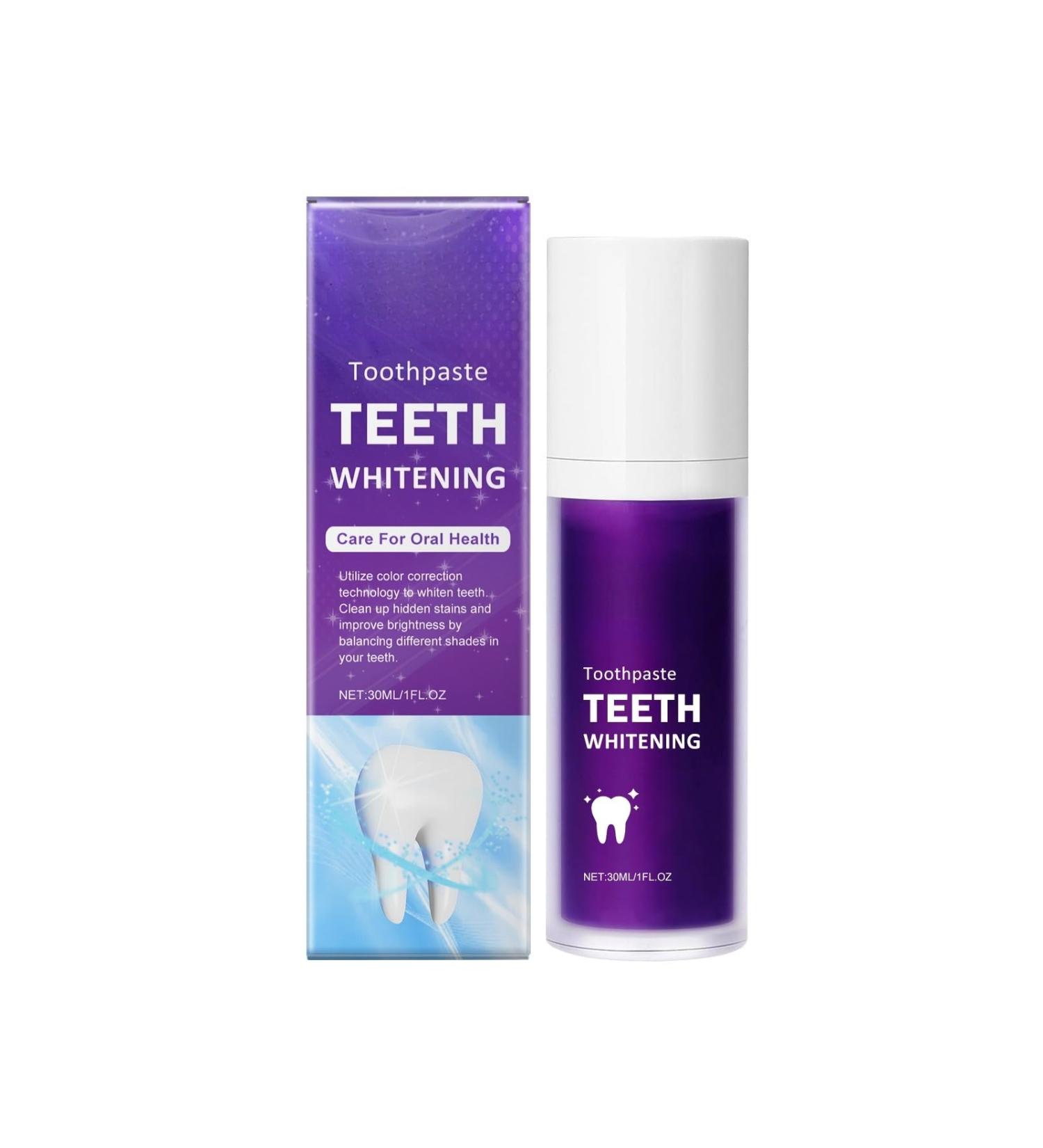 Purple Teeth Whitening Toothpaste Purple Whitening Toothpaste Women Men Gentle Teeth Stain Remover Brighten & Refresh - Buy Online on GoSupps.com