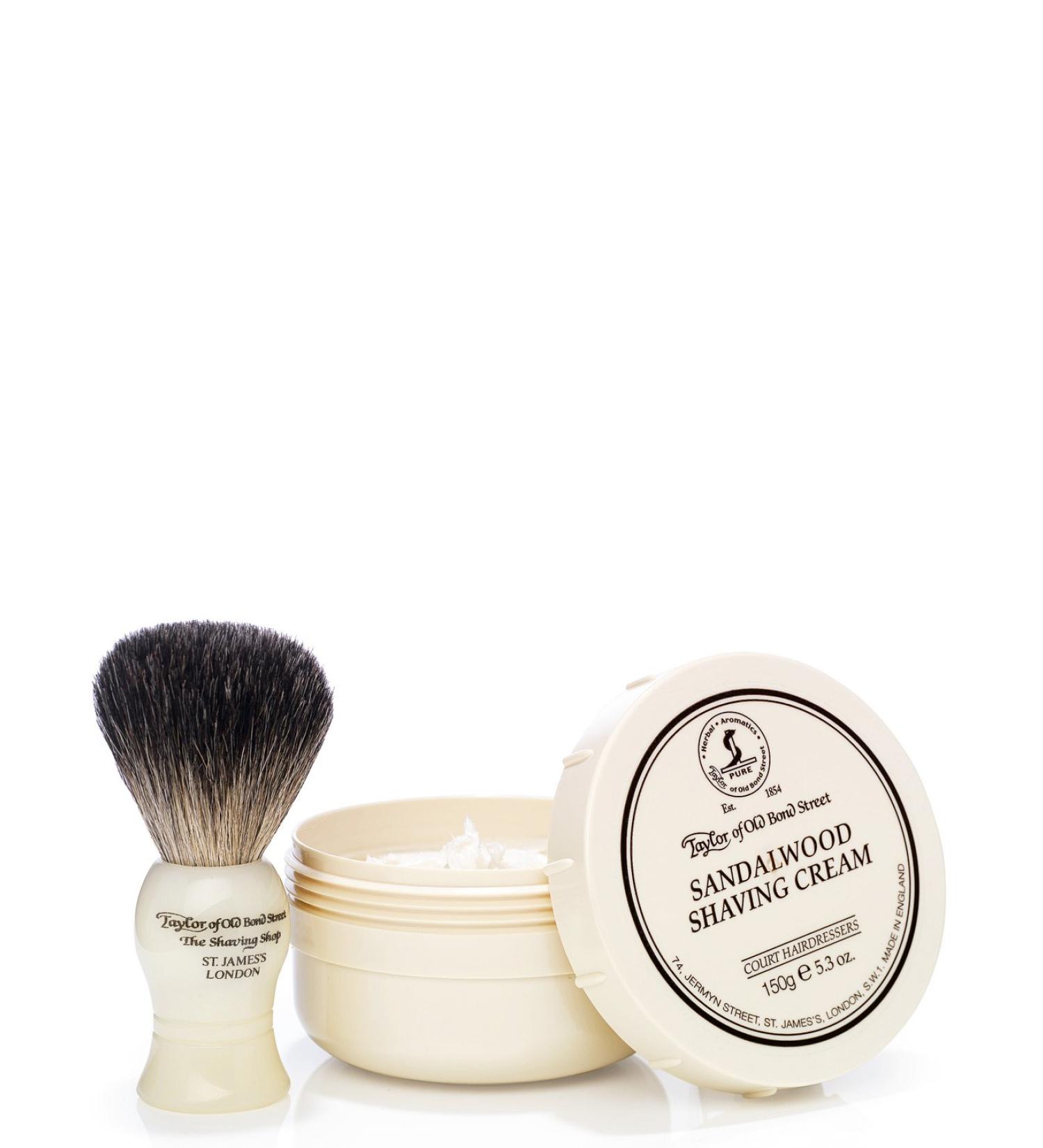 Taylor of Old Bond Street Pure Badger Brush and Sandalwood Bowl Gift Box Set