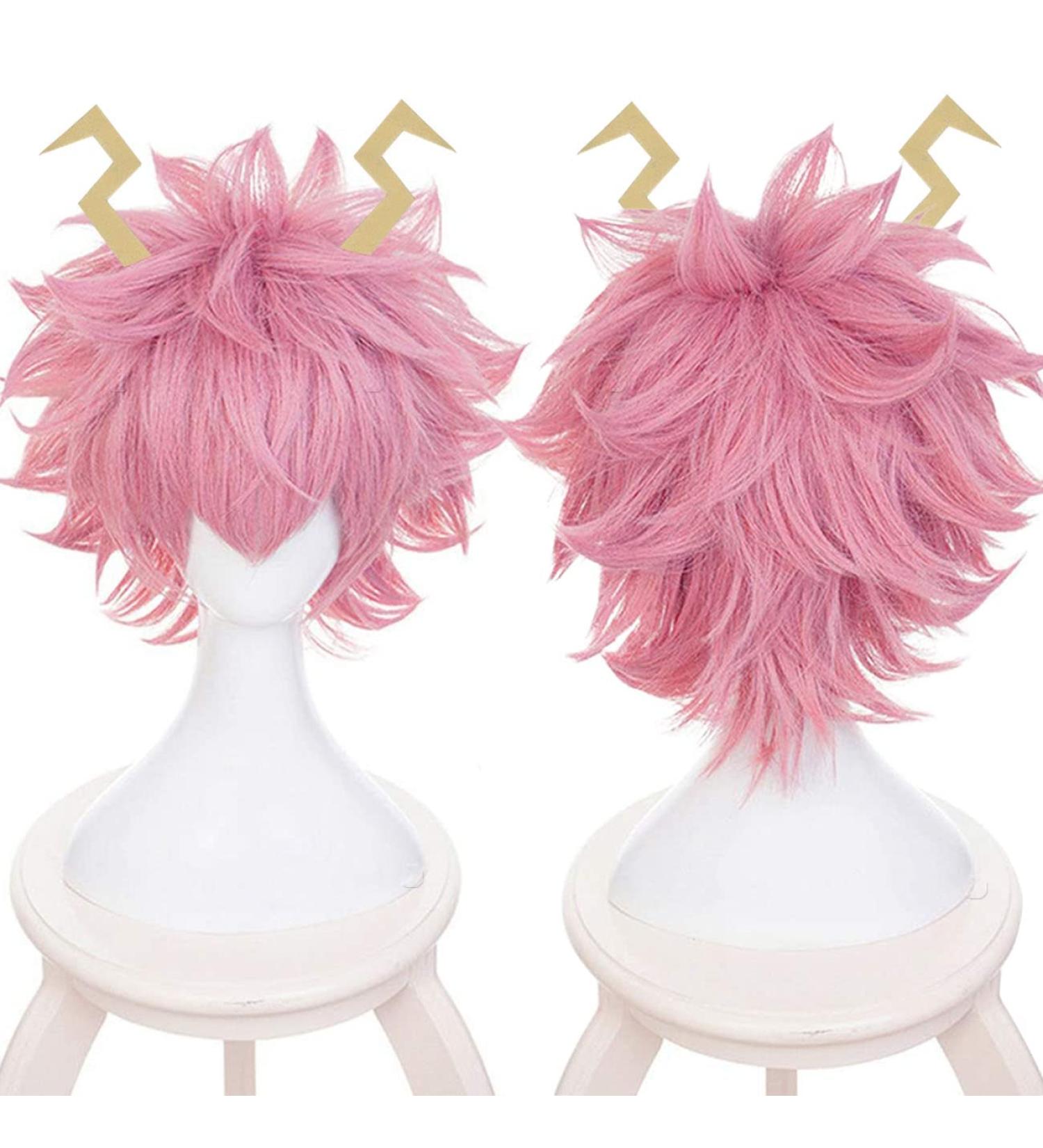 Lwiuentx MHA Cosplay Ashido Mina Short Pink Wig | Free Wig Cap | International Shipping - Buy Online on GoSupps.com